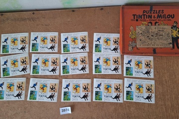 Afbeelding van Tintin timbres lot postzegelblokken postfris & Puzzeldoos Tintin & Milou (leeg)