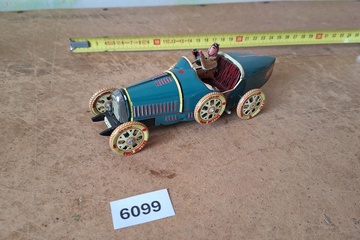 Afbeelding van Klassieke Bugatti racewagen (met chauffeur, opwindbaar) - Blikken speelgoed