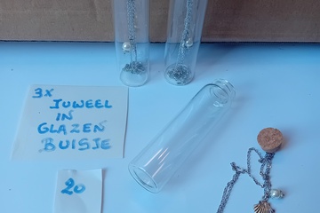 Afbeelding van Hanger met ketting in glazen buisjes 3 stuks
