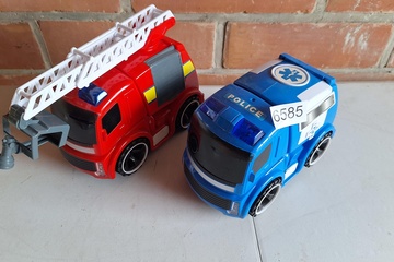 Afbeelding van Kinder speelgoed Politie & Brandweerwagen
