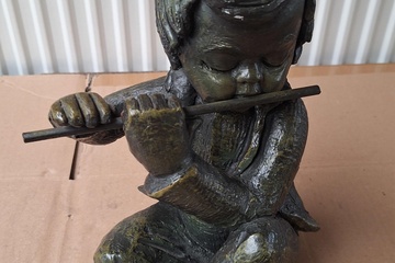 Afbeelding van Beeld jongen met fluit gesigneerd