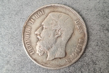 Afbeelding van Leopold II Zilver munt 5Fr 