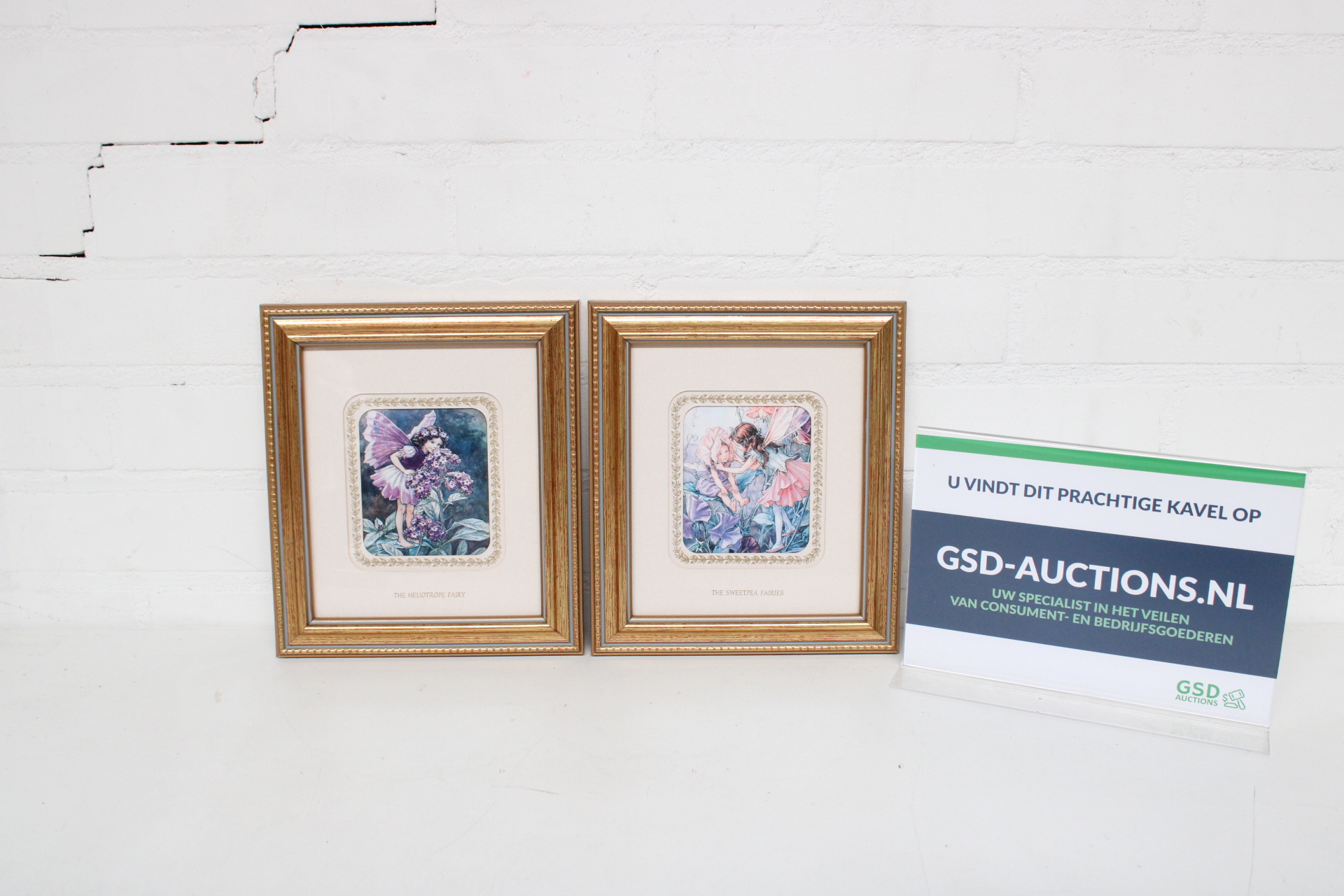 Set van twee ingelijste schilderijtjes met elfjes – kavel bij GSD Auctions, Zoeterwoude