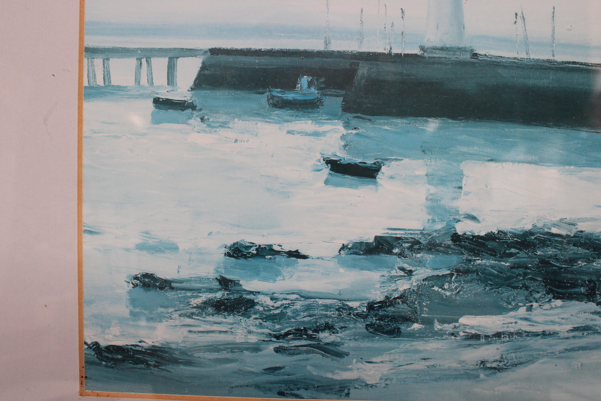Ingelijst schilderij met vuurtoren en kust – foto 7 – kavel bij GSD Auctions, Zoeterwoude