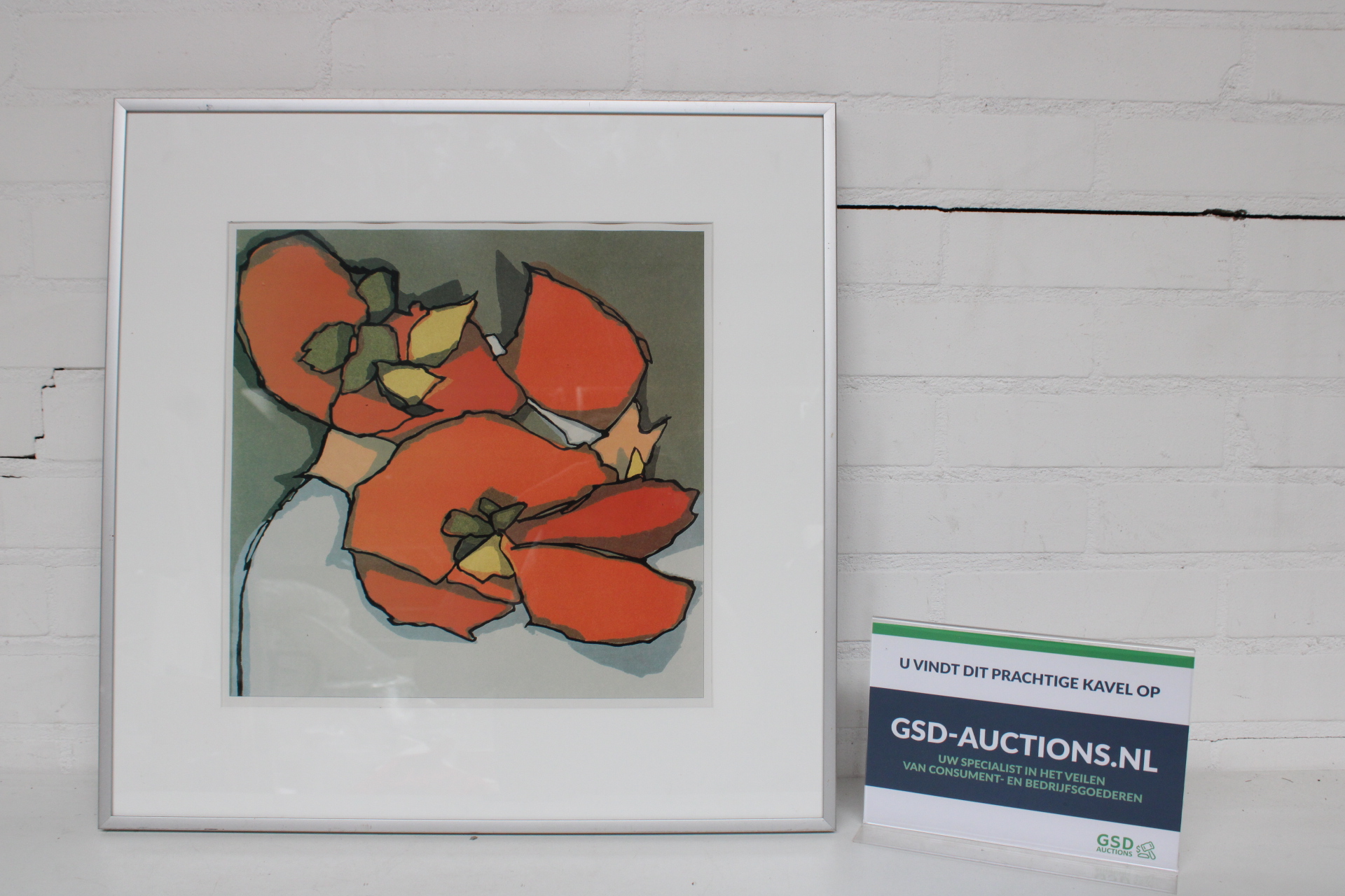 Ingelijste bloemenprint – kavel bij GSD Auctions, Zoeterwoude