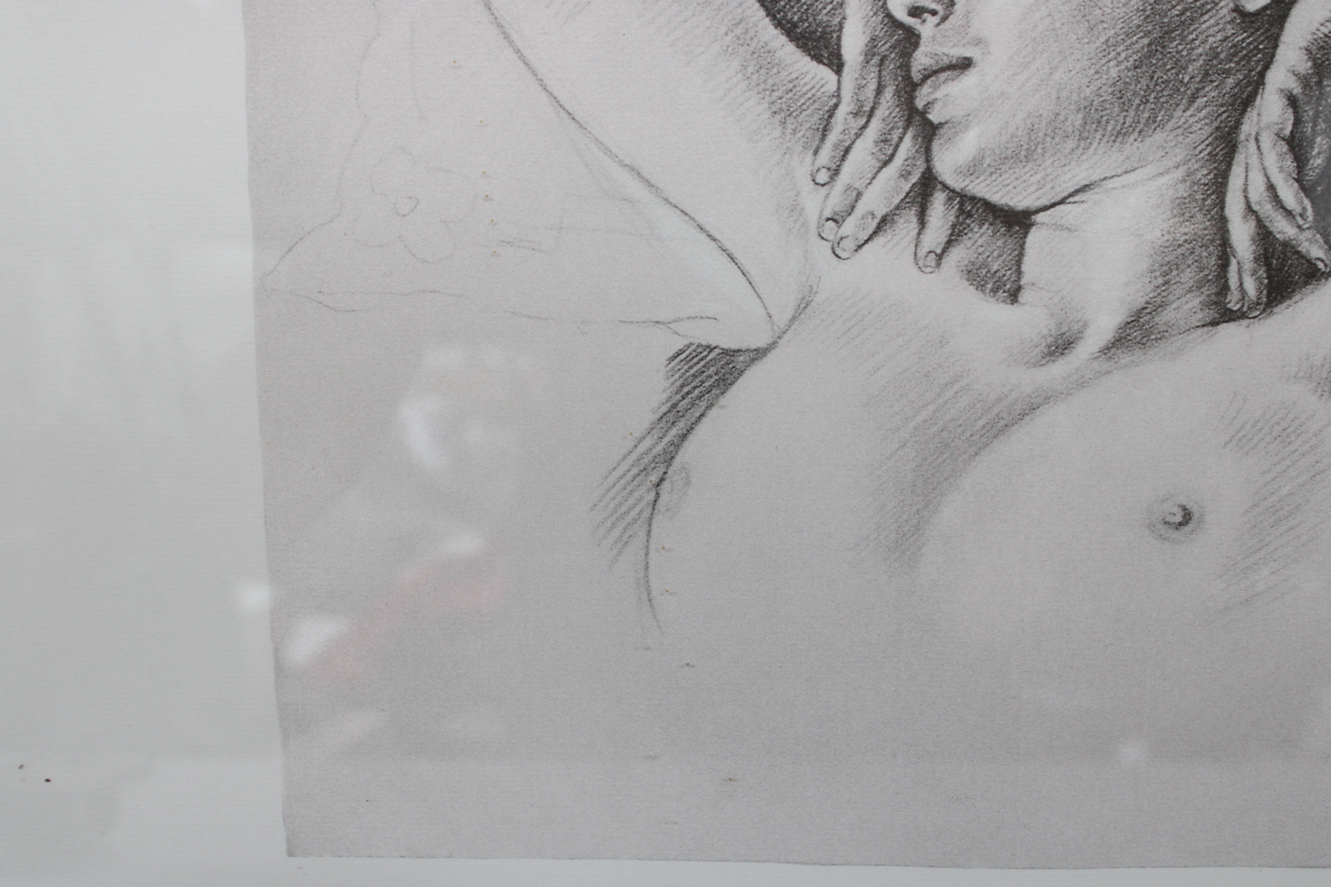 Ingelijste potloodtekening van liggende naakte vrouw – foto 6 – kavel bij GSD Auctions, Zoeterwoude