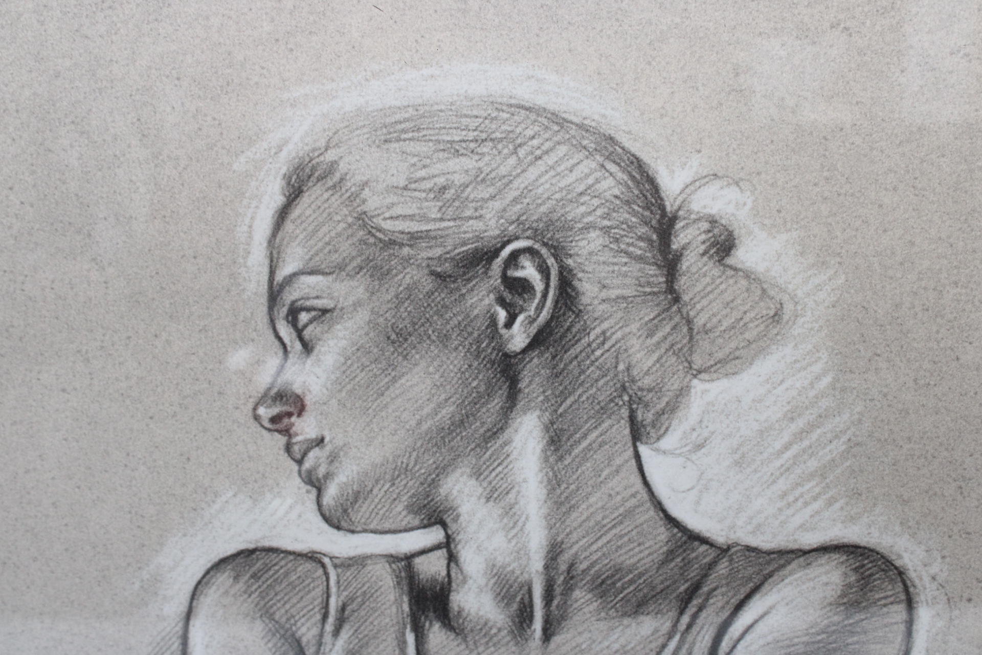 Ingelijste potloodschets van vrouw – foto 4 – kavel bij GSD Auctions, Zoeterwoude