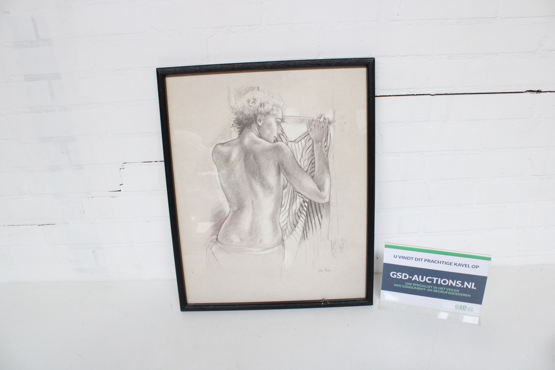 Tekening van een naakte vrouw gezien van achteren – kavel bij GSD Auctions, Zoeterwoude