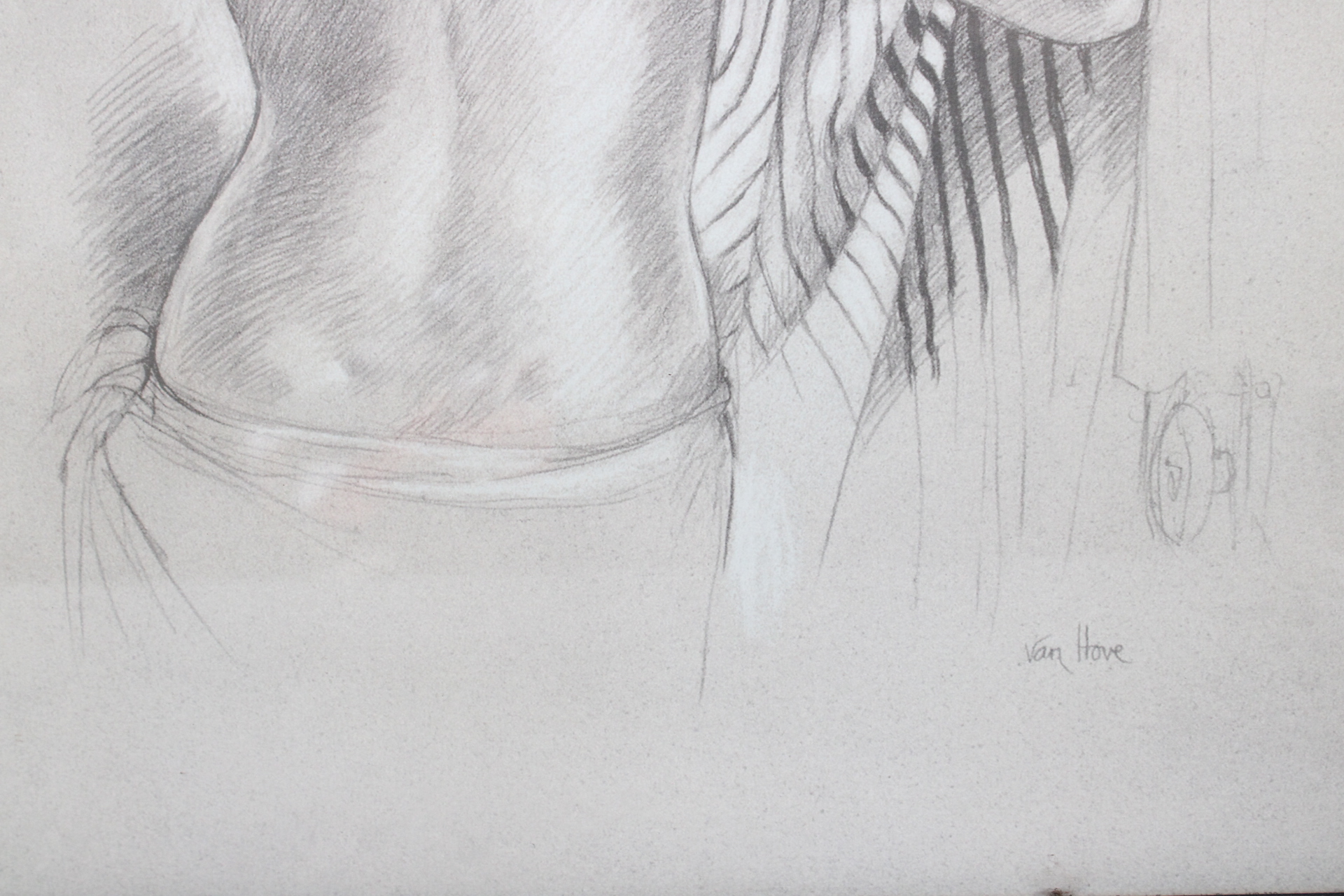 Tekening van een naakte vrouw gezien van achteren – foto 5 – kavel bij GSD Auctions, Zoeterwoude