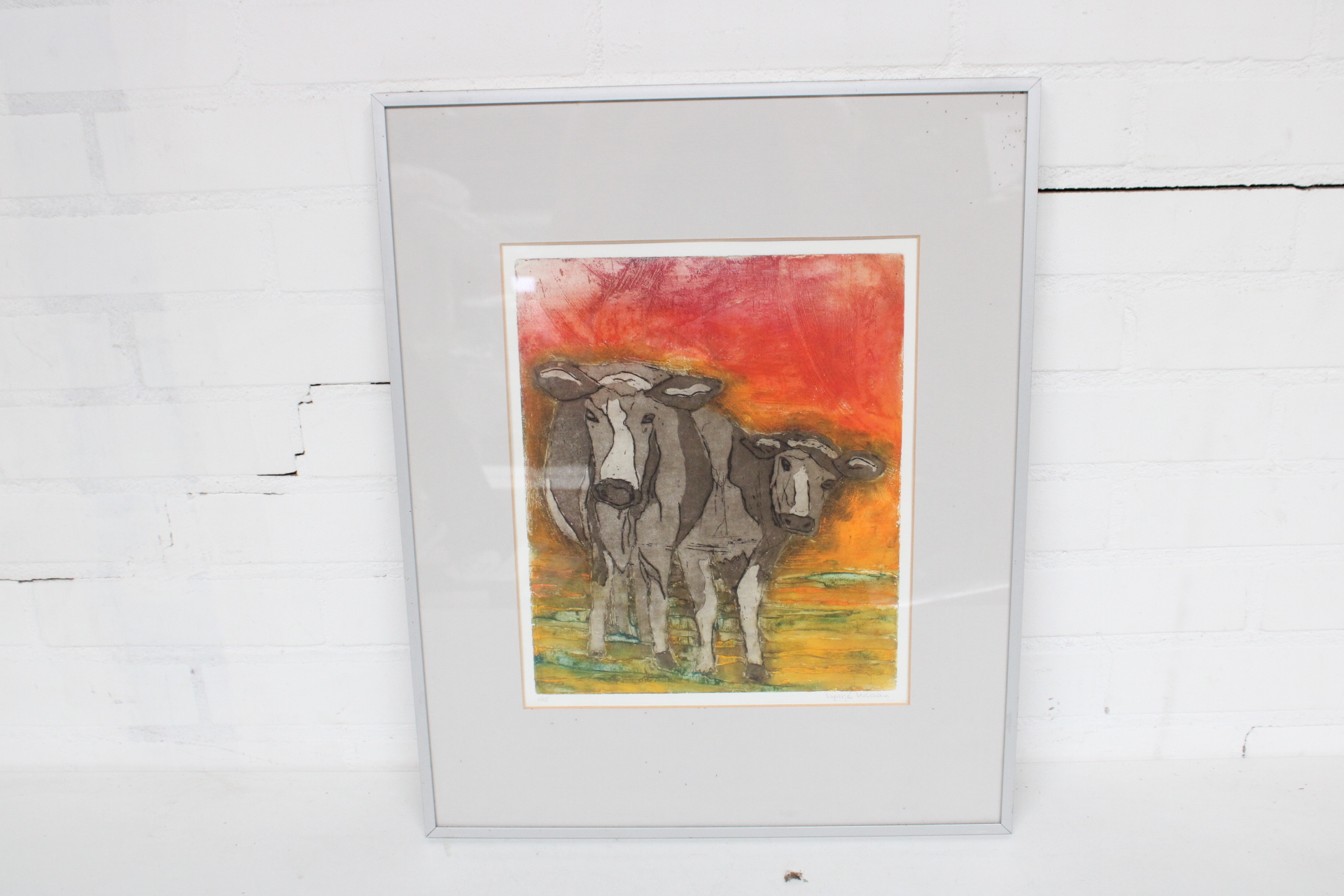 Ingelijst kunstwerk met koeien – foto 2 – kavel bij GSD Auctions, Zoeterwoude