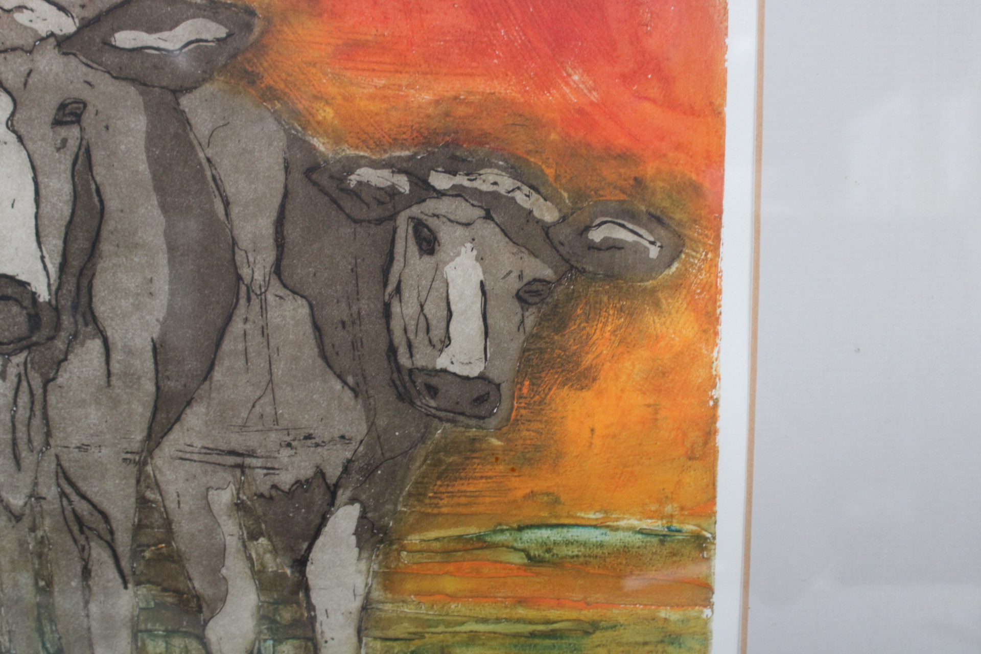 Ingelijst kunstwerk met koeien – foto 6 – kavel bij GSD Auctions, Zoeterwoude