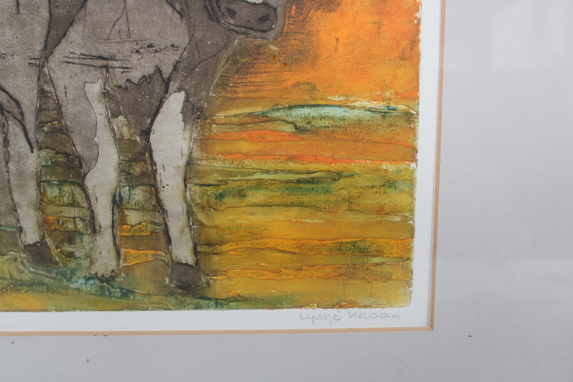 Ingelijst kunstwerk met koeien – foto 9 – kavel bij GSD Auctions, Zoeterwoude