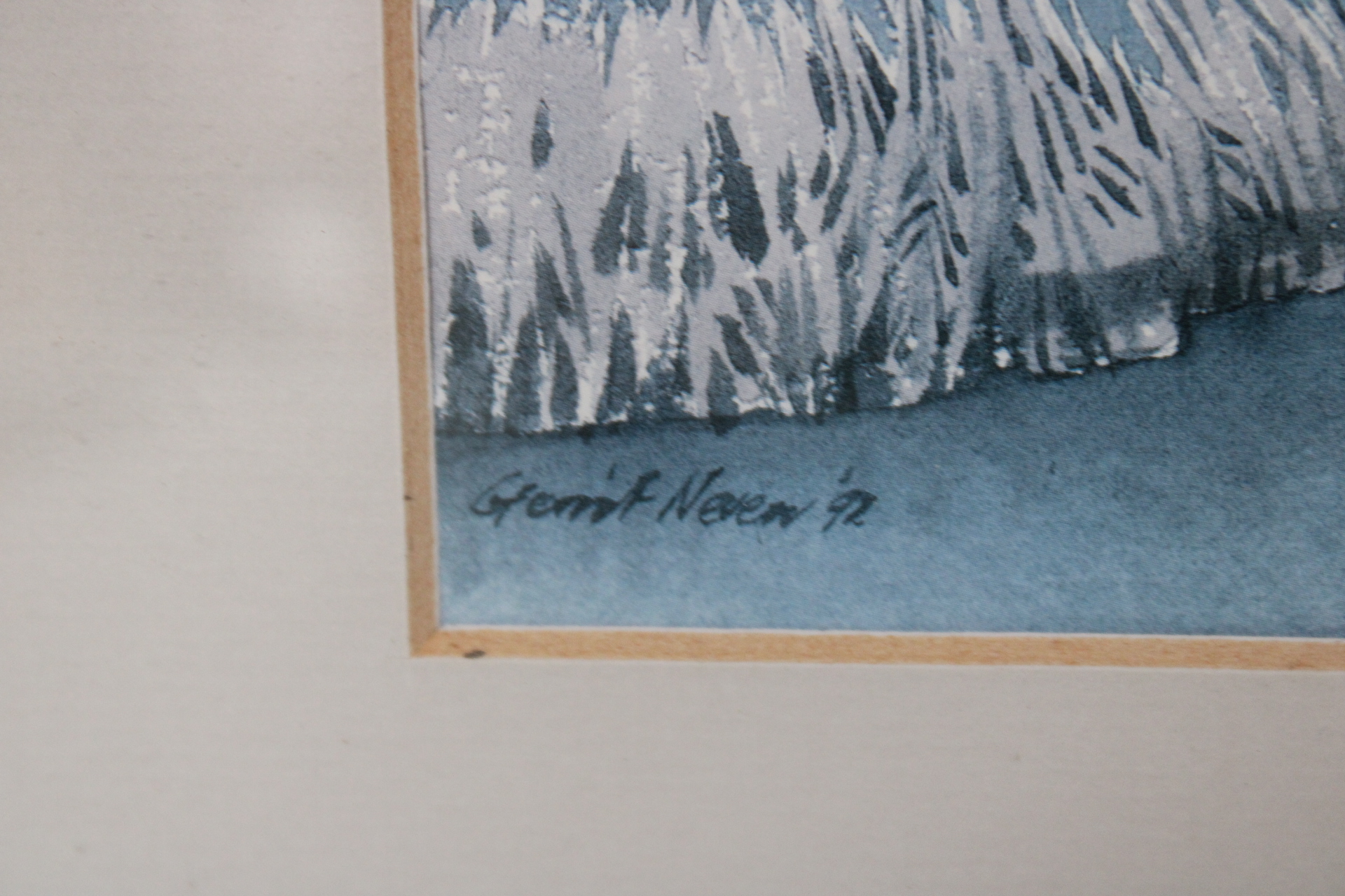Ingelijste aquarel van winterlandschap – foto 3 – kavel bij GSD Auctions, Zoeterwoude