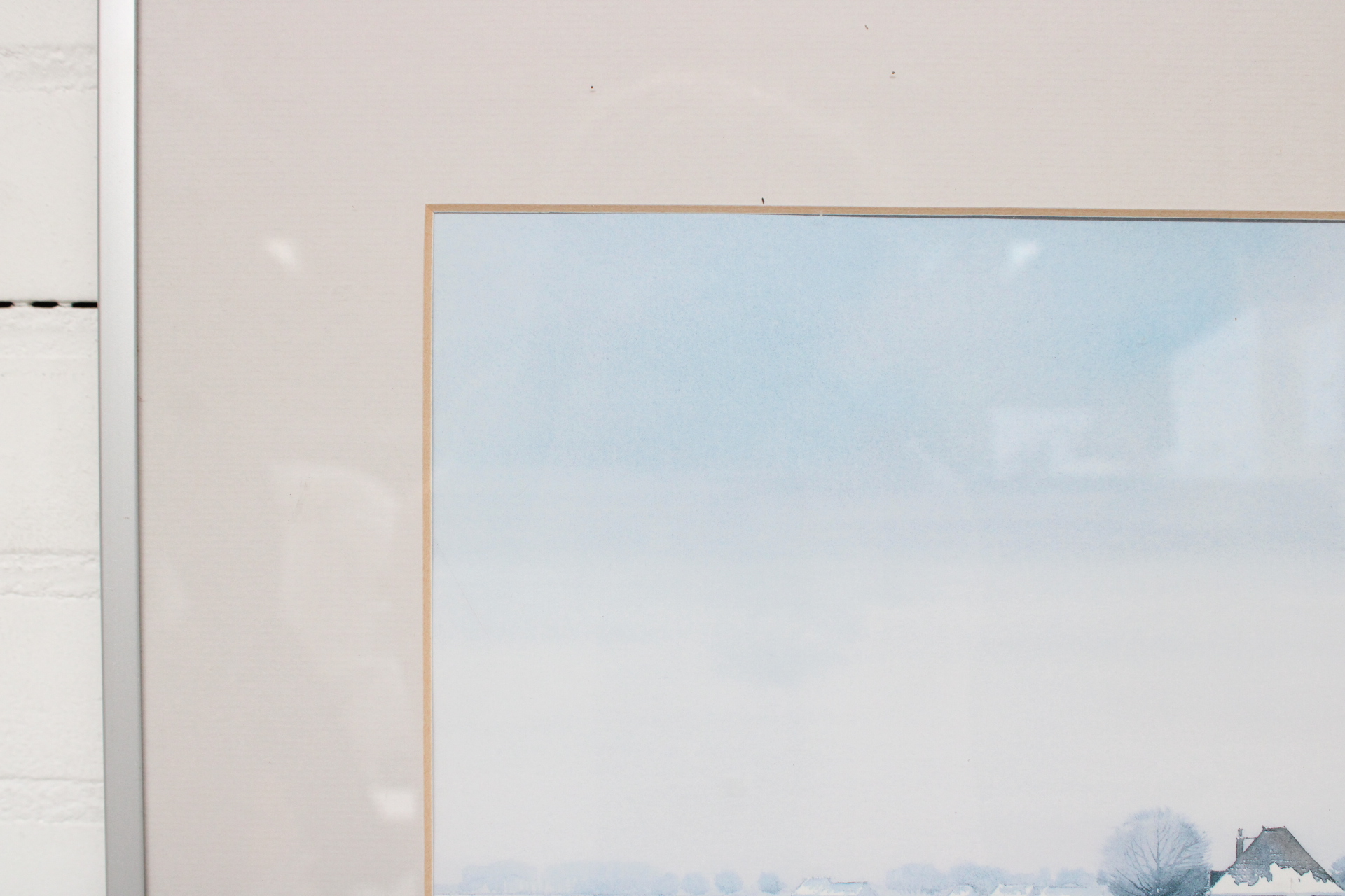 Ingelijste aquarel van winterlandschap – foto 4 – kavel bij GSD Auctions, Zoeterwoude