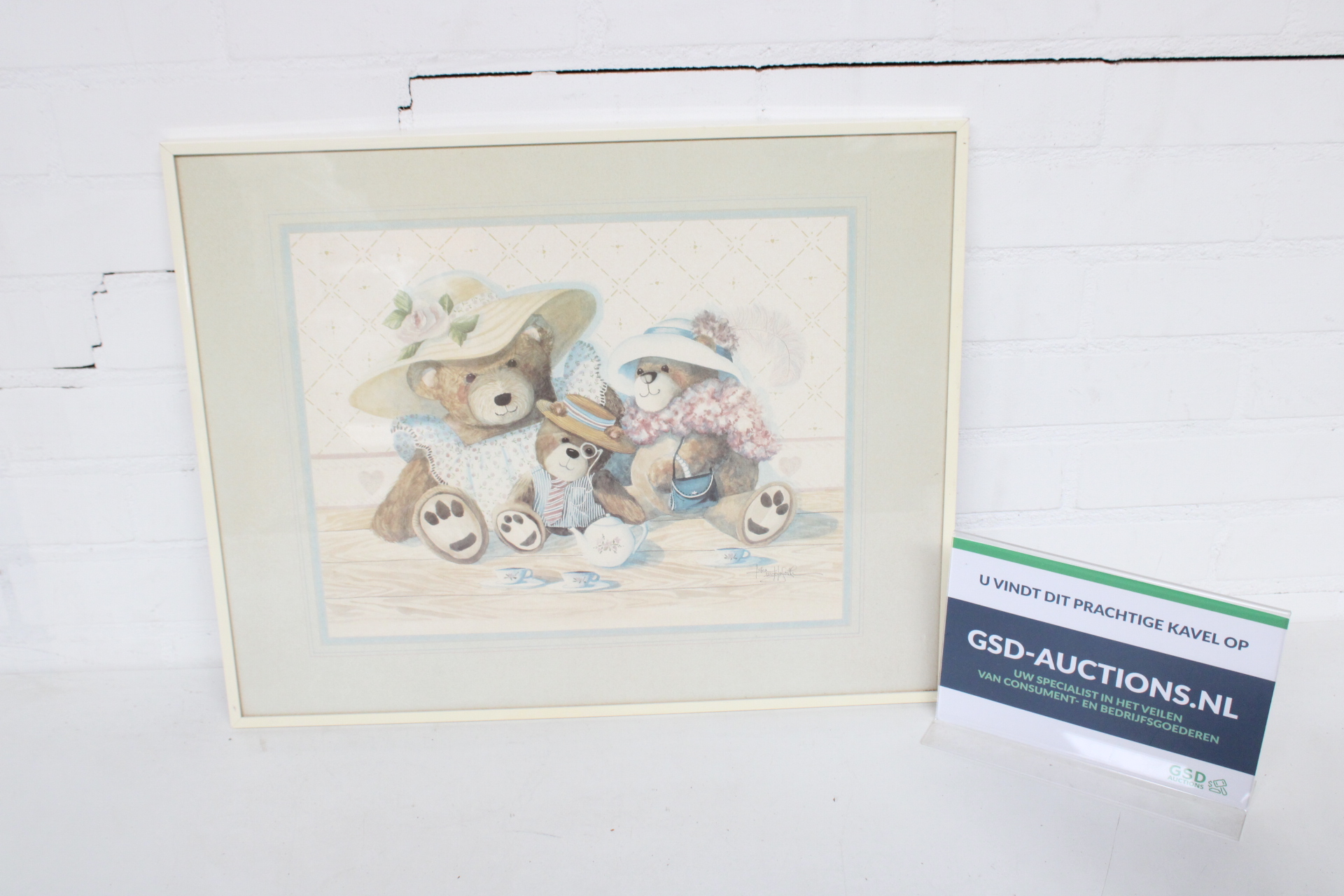 Ingelijste prent met teddyberen – kavel bij GSD Auctions, Zoeterwoude