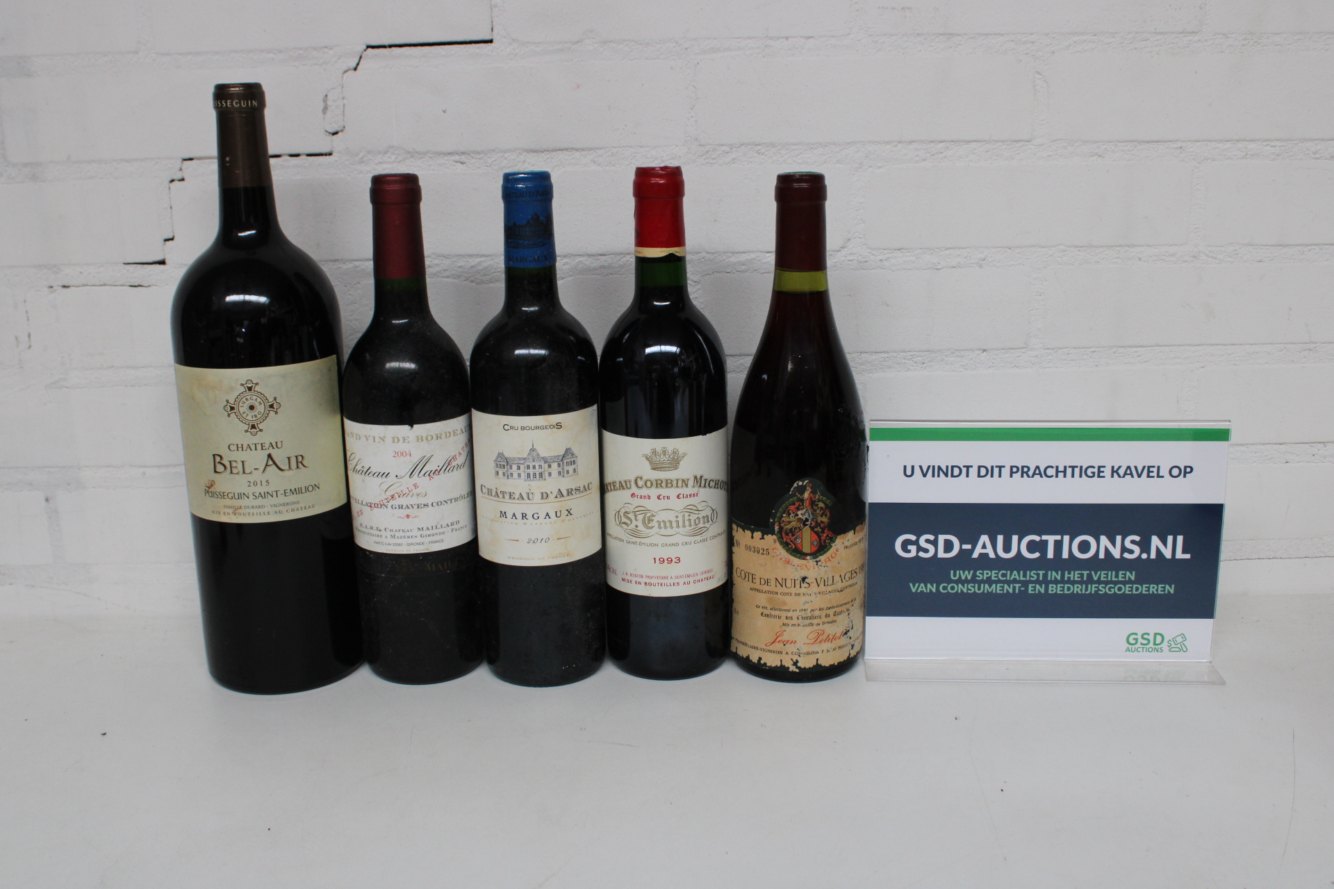 Set van vijf flessen wijn – kavel bij GSD Auctions, Zoeterwoude