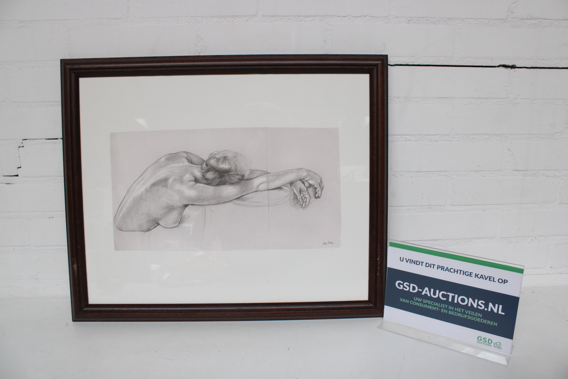 Tekening naakt vrouwelijk torso Van Hove – kavel bij GSD Auctions, Zoeterwoude
