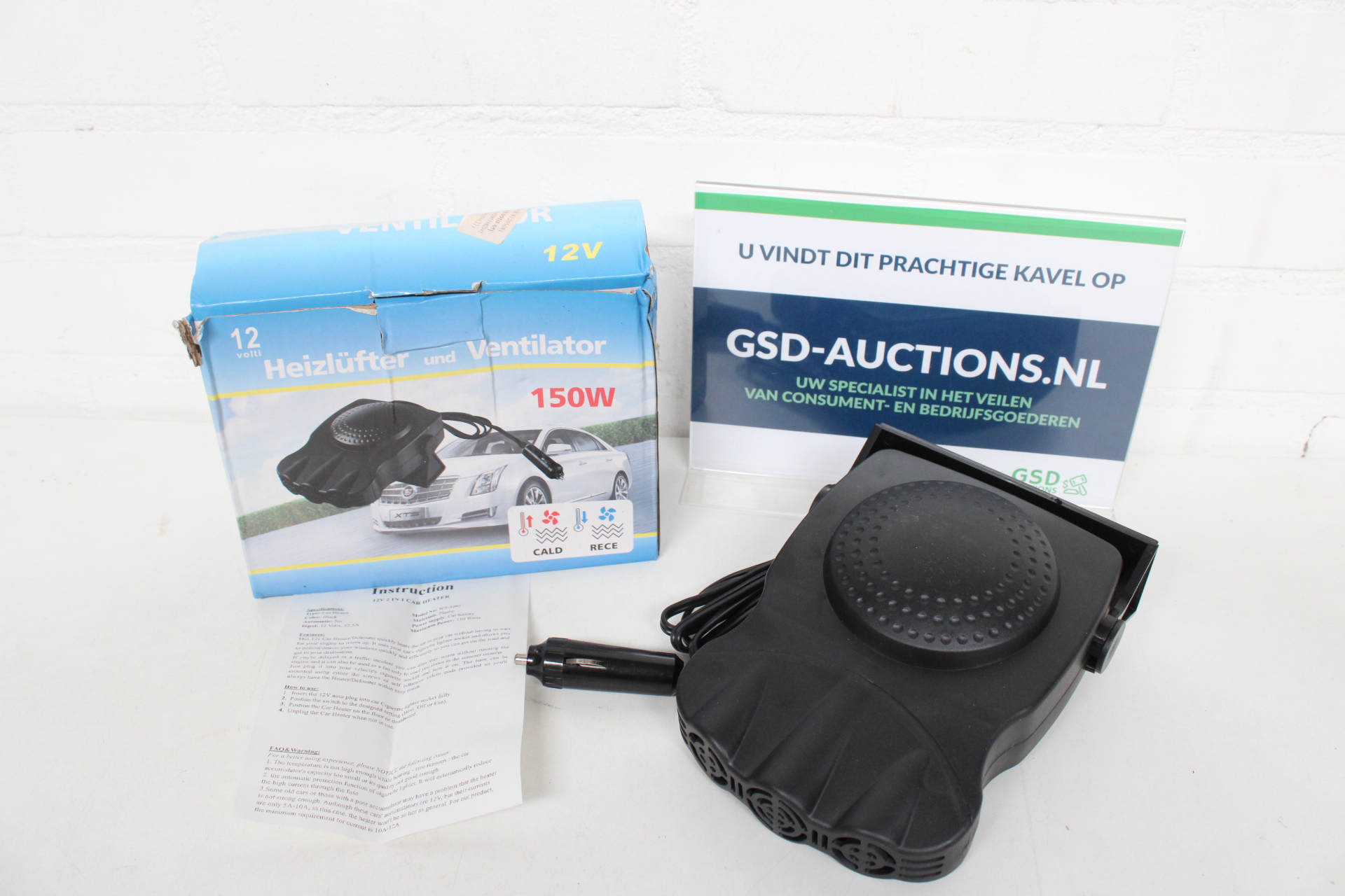 12V 150W Heizlüfter und Ventilator – kavel bij GSD Auctions, Zoeterwoude
