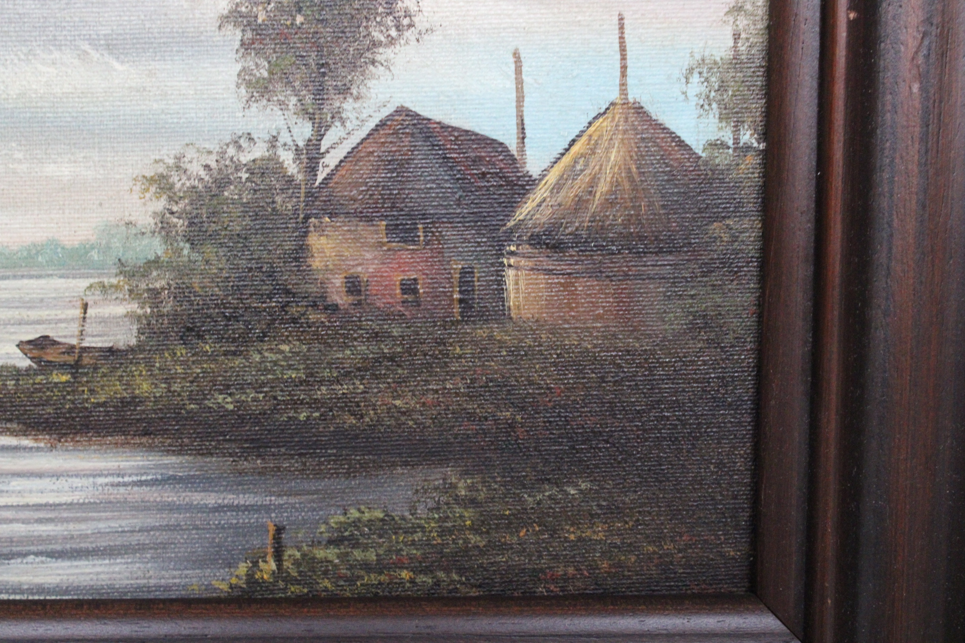 Schilderij met landschap en boerderij – foto 6 – kavel bij GSD Auctions, Zoeterwoude