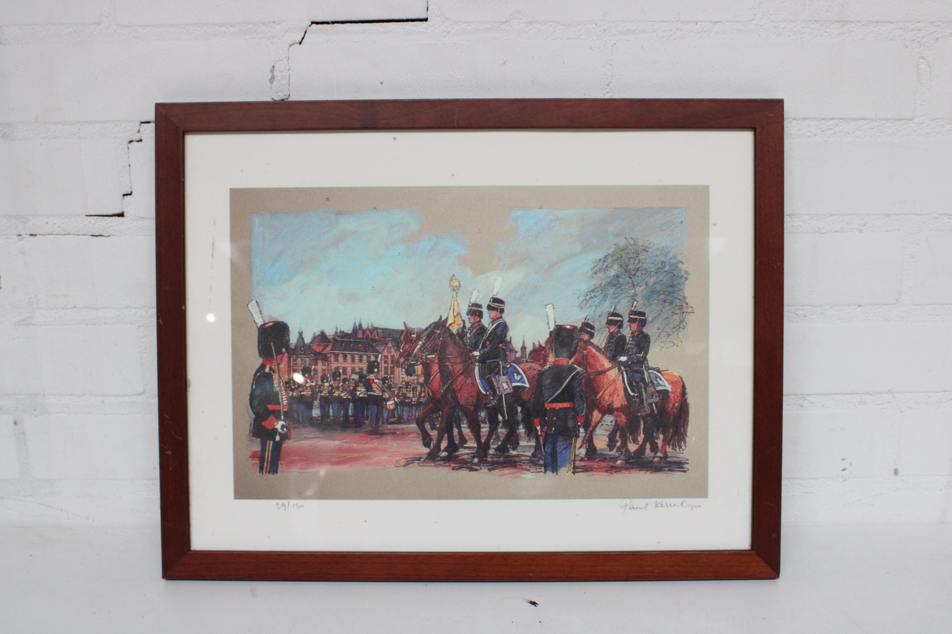 Gesigneerde militaire print in houten lijst – foto 2 – kavel bij GSD Auctions, Zoeterwoude