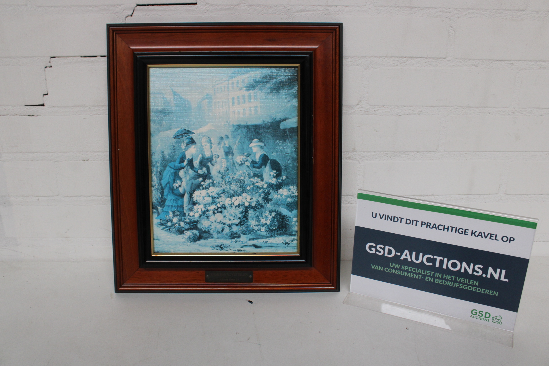 Ingelijste blauw-witte afbeelding van kaartspel – kavel bij GSD Auctions, Zoeterwoude