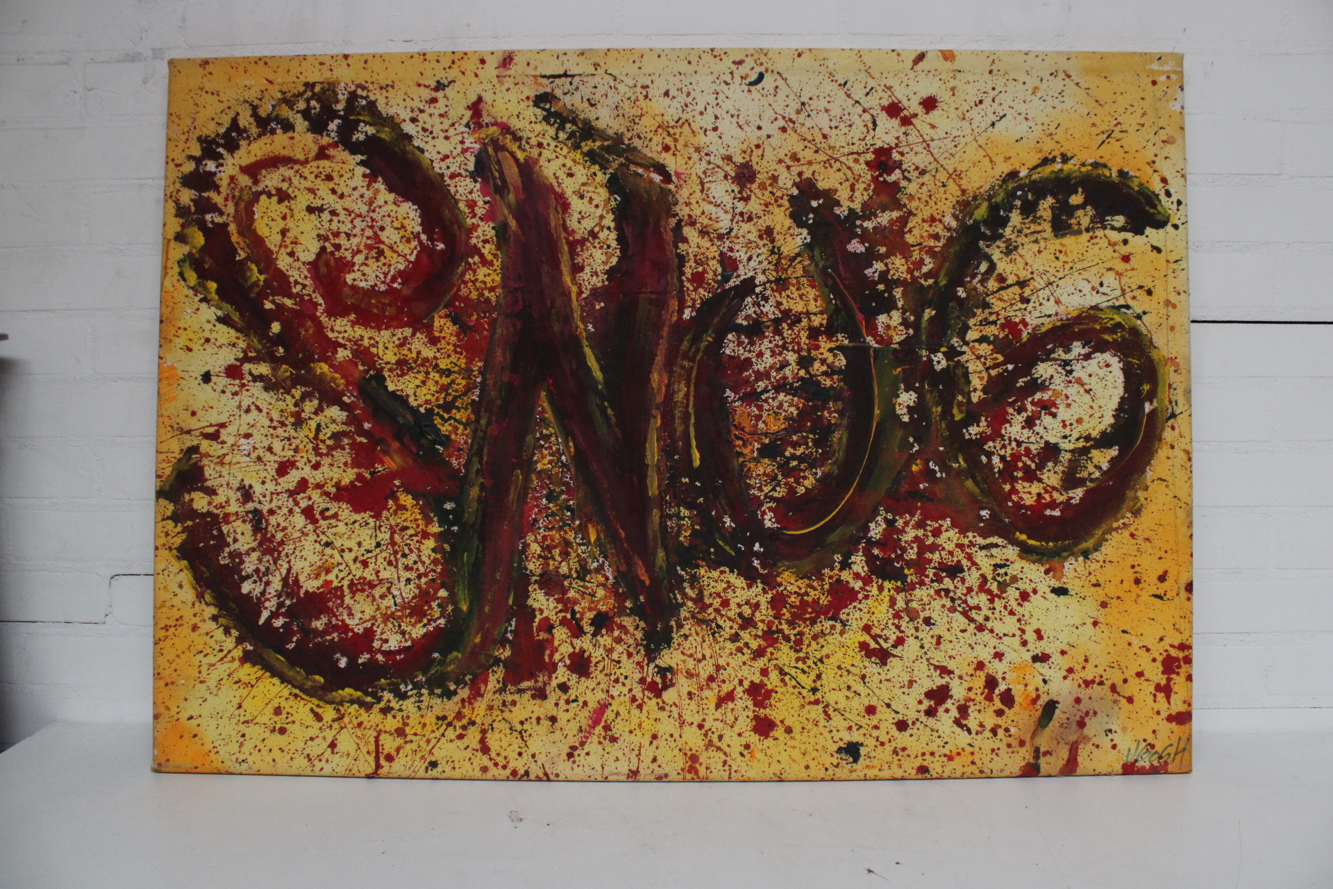 Abstract schilderij met kleurrijke spetters – foto 2 – kavel bij GSD Auctions, Zoeterwoude