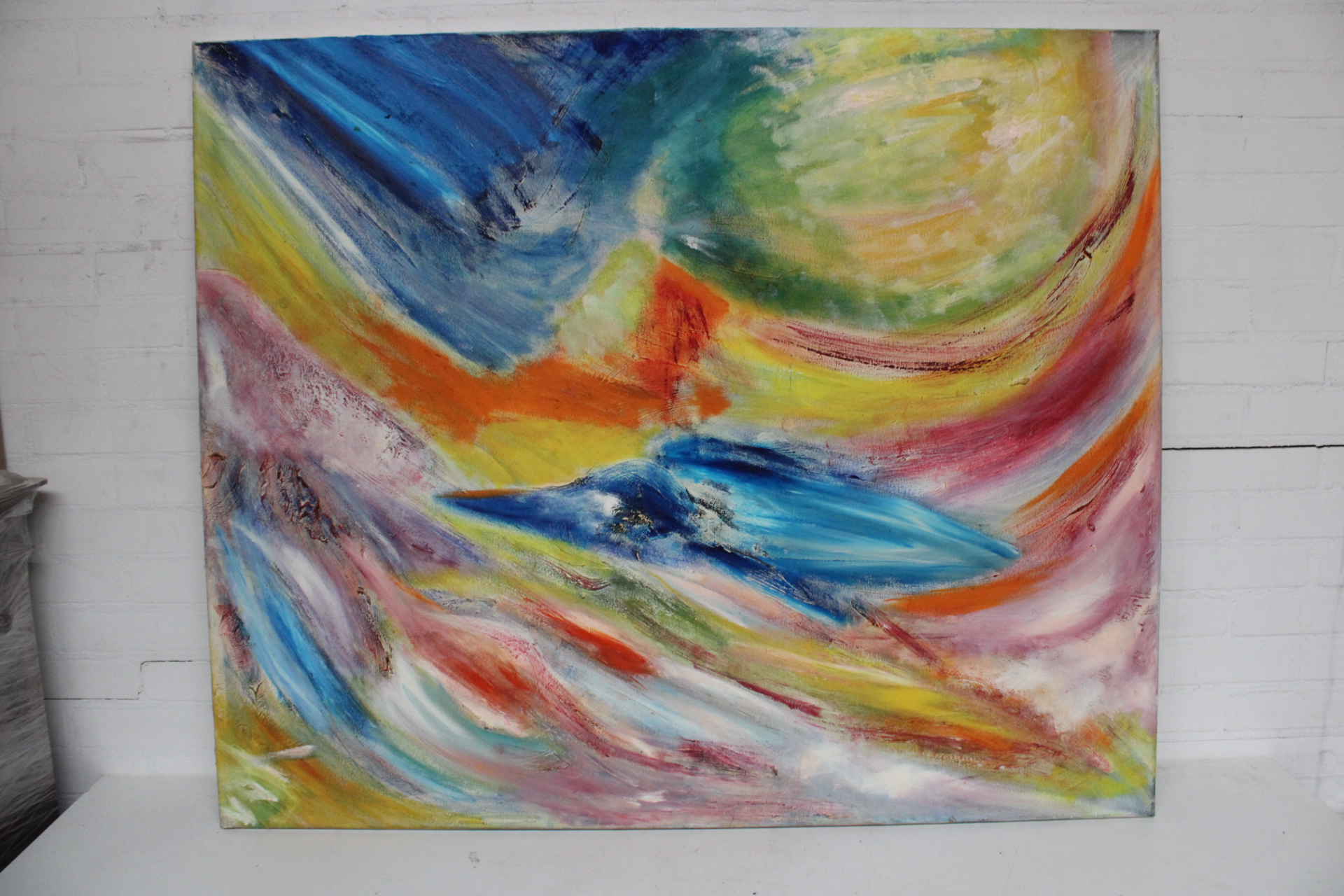 Abstract schilderij met kleurrijke penseelstreken – foto 2 – kavel bij GSD Auctions, Zoeterwoude