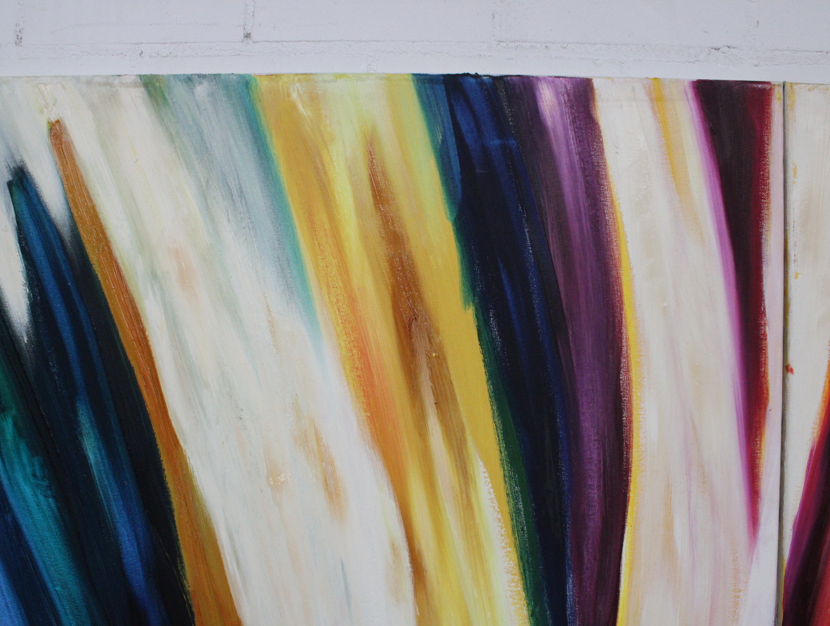 Abstract tweeluik schilderij met kleurrijke verfstreken – foto 4 – kavel bij GSD Auctions, Zoeterwoude