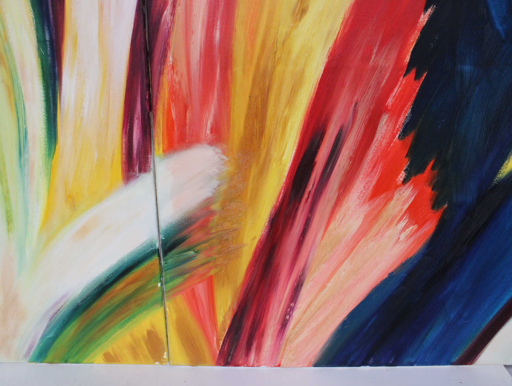 Abstract tweeluik schilderij met kleurrijke verfstreken – foto 8 – kavel bij GSD Auctions, Zoeterwoude
