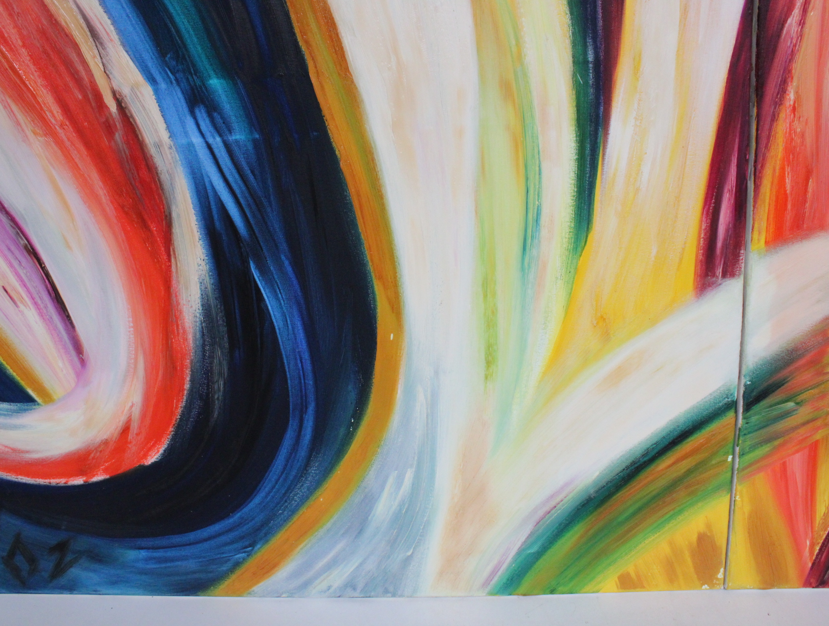 Abstract tweeluik schilderij met kleurrijke verfstreken – foto 9 – kavel bij GSD Auctions, Zoeterwoude