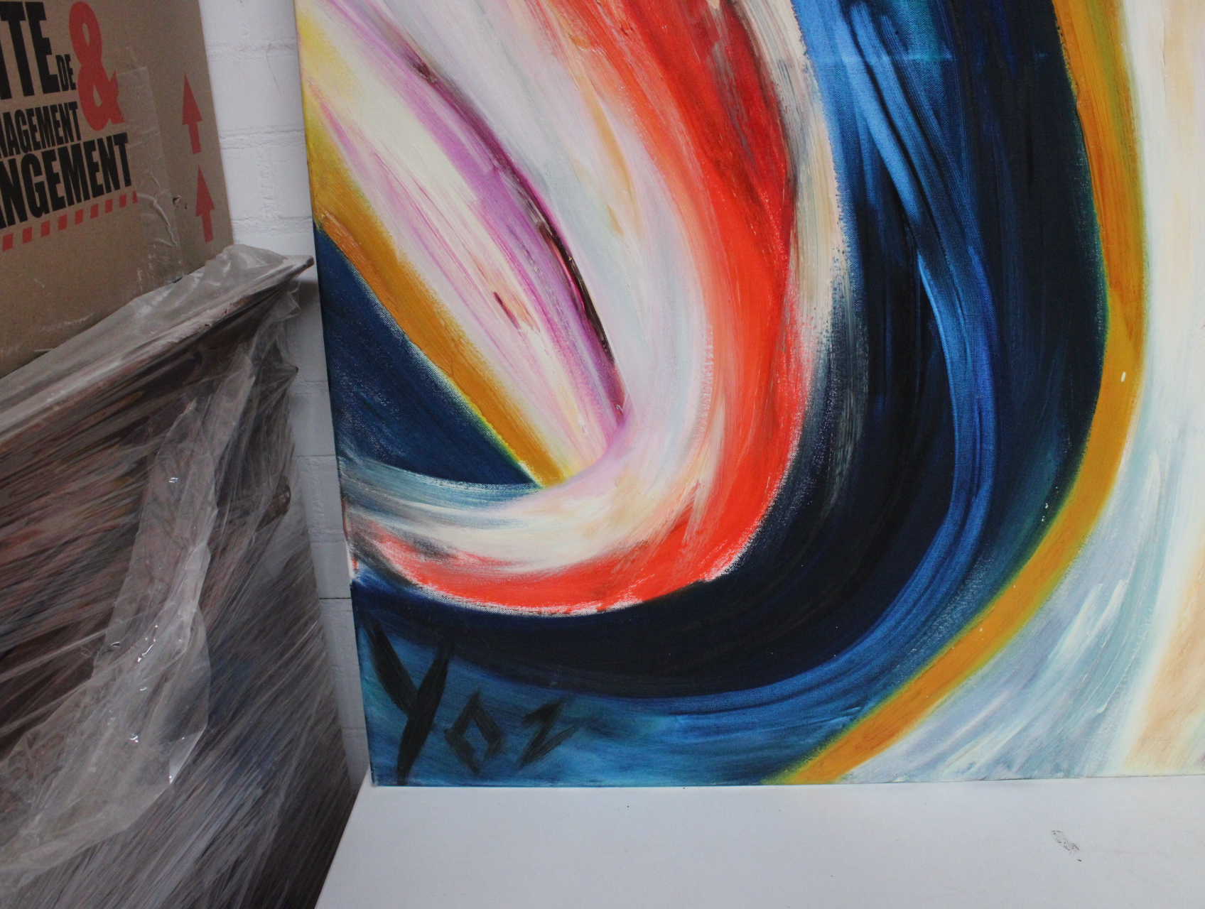 Abstract tweeluik schilderij met kleurrijke verfstreken – foto 10 – kavel bij GSD Auctions, Zoeterwoude