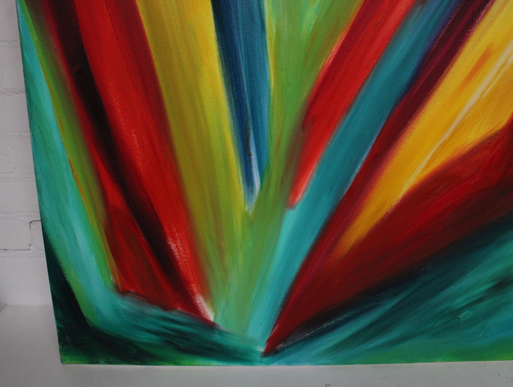 Abstract schilderij met gekleurde driehoeken – foto 7 – kavel bij GSD Auctions, Zoeterwoude