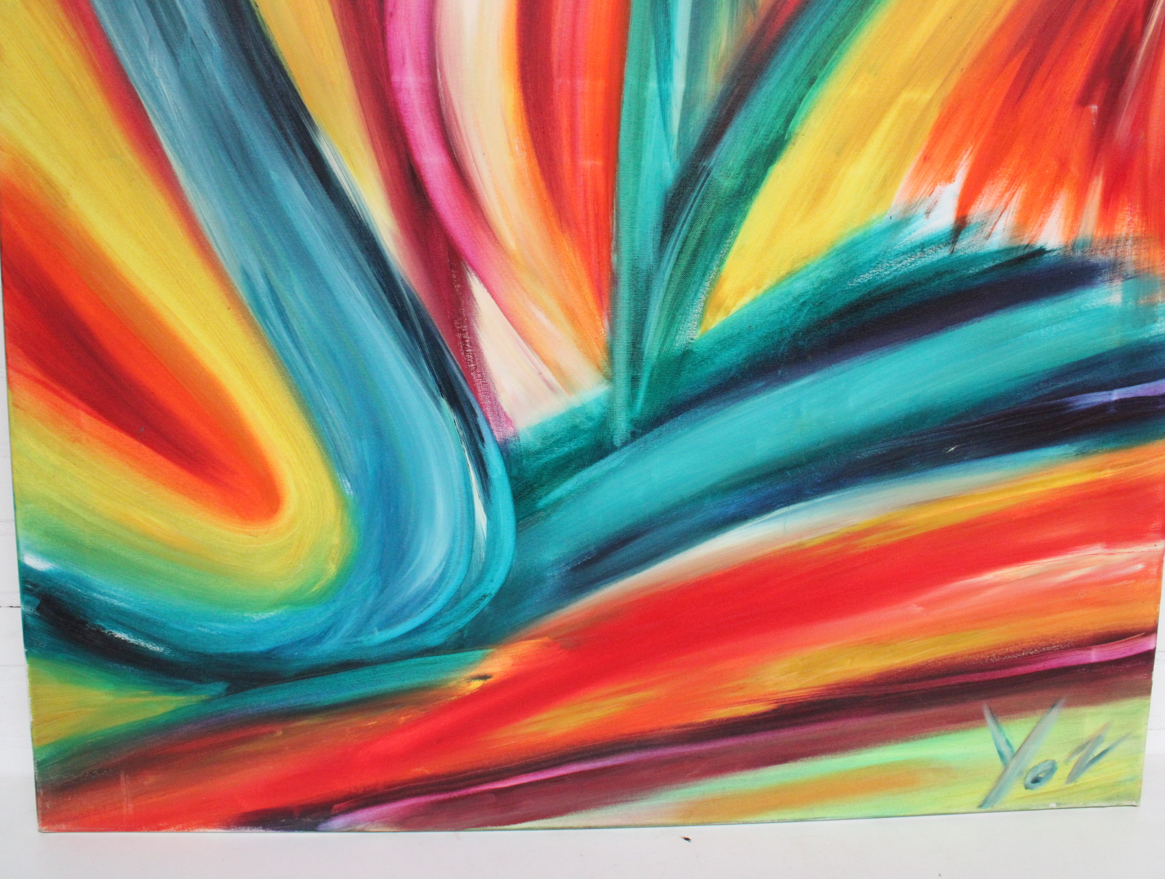 Abstract schilderij met kleurrijke strepen – foto 5 – kavel bij GSD Auctions, Zoeterwoude
