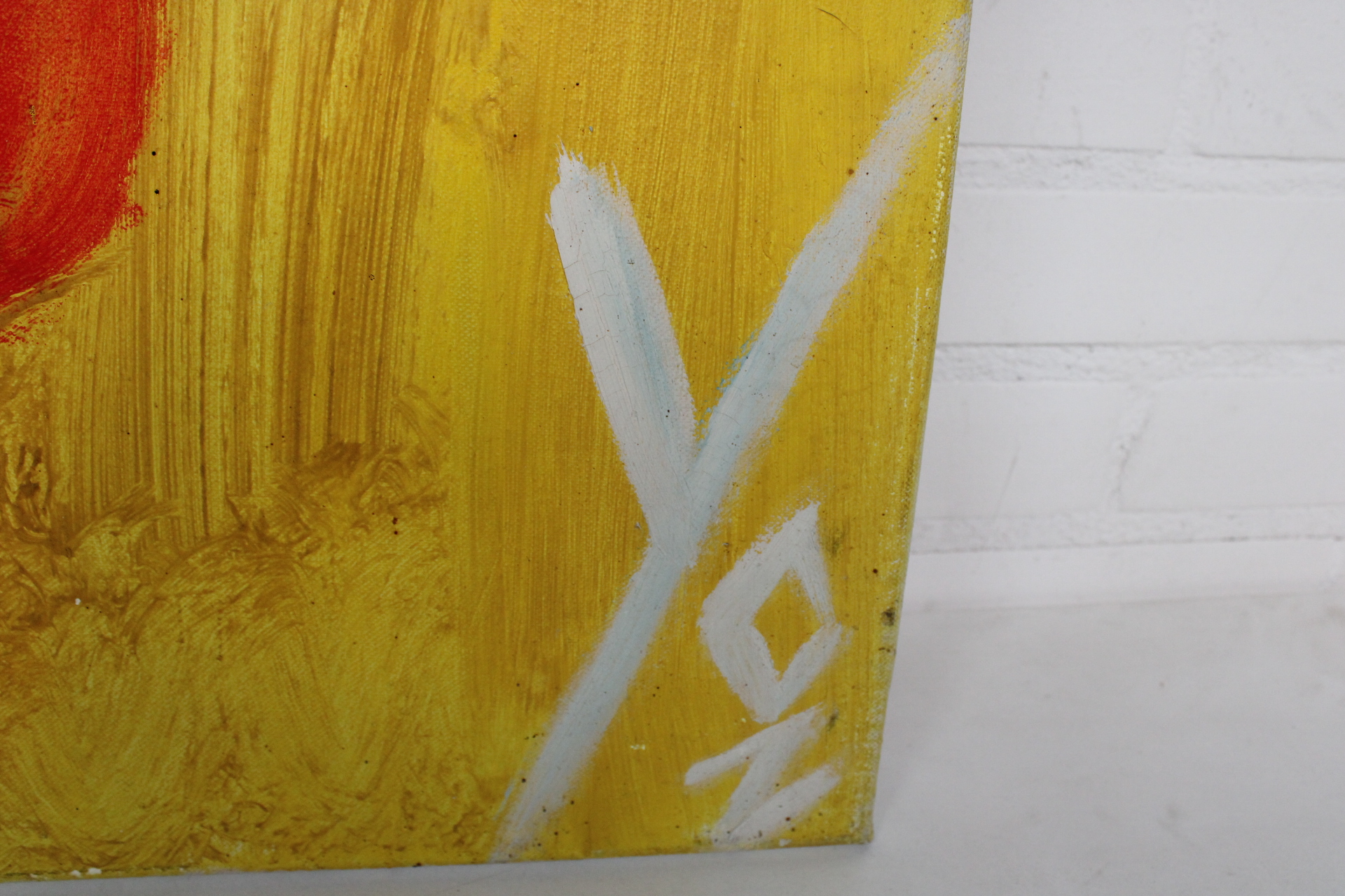 Abstracte kleurrijke schilderij van gezicht – foto 3 – kavel bij GSD Auctions, Zoeterwoude