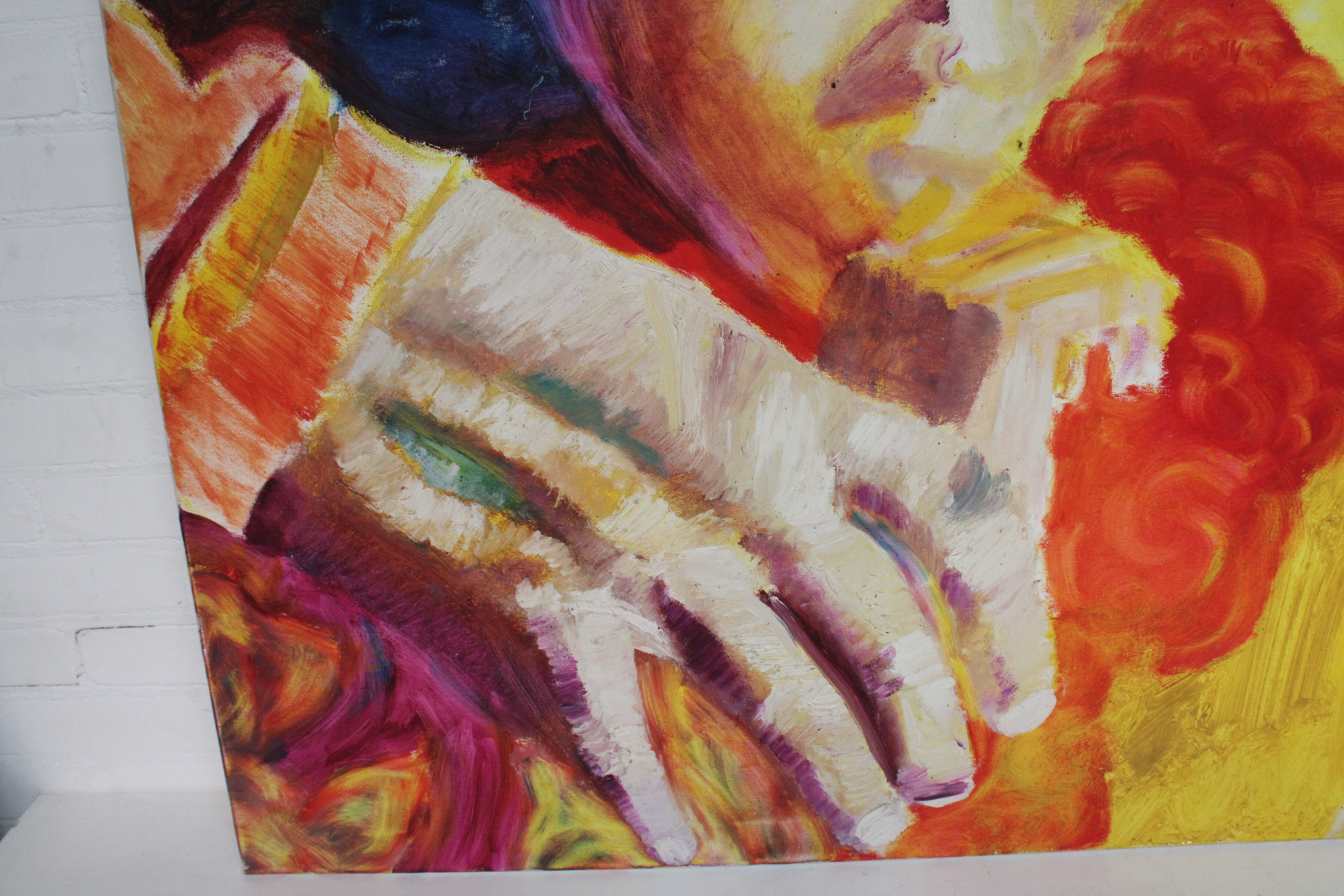 Abstracte kleurrijke schilderij van gezicht – foto 6 – kavel bij GSD Auctions, Zoeterwoude