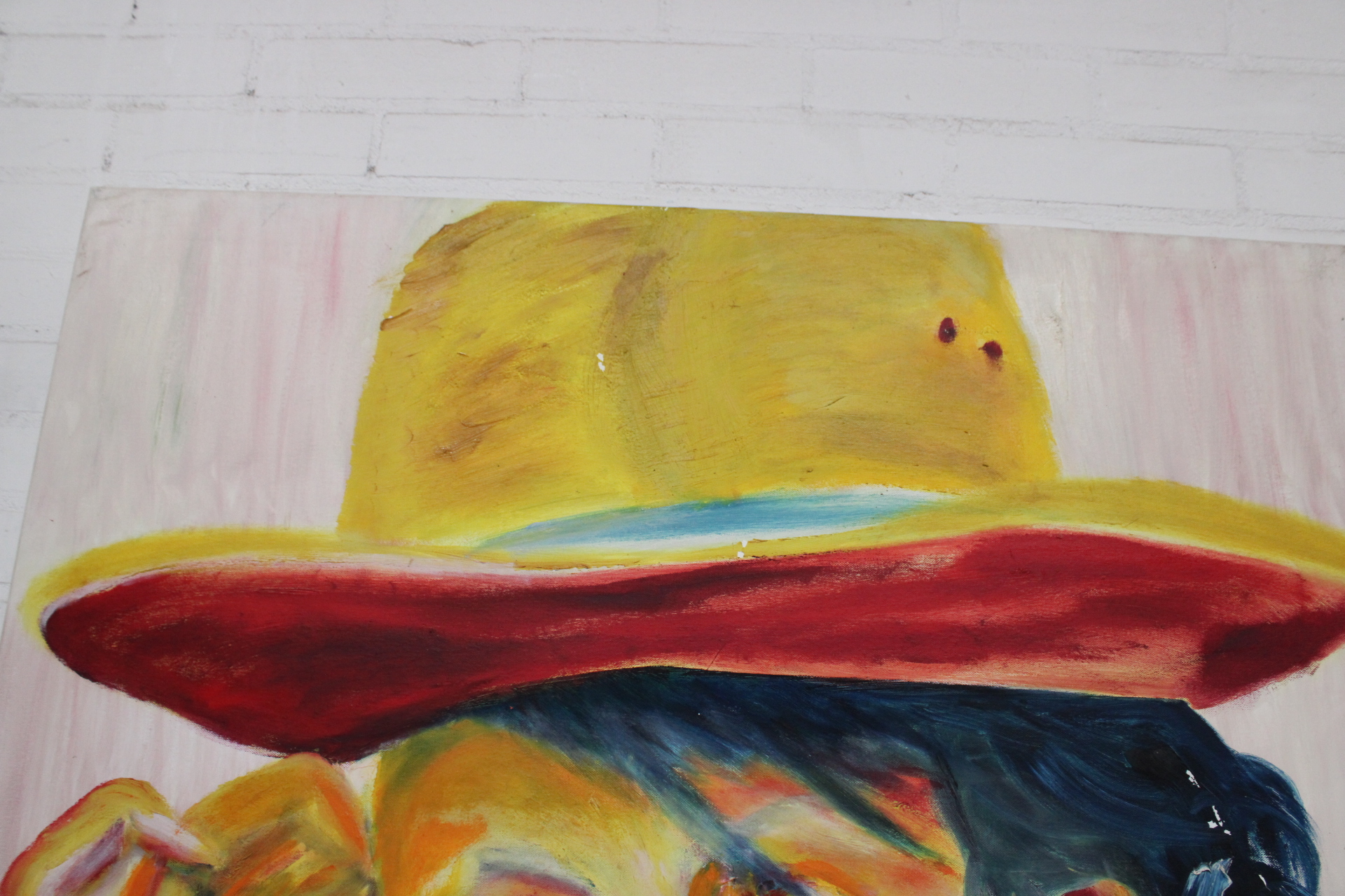 Schilderij van persoon met gele hoed – foto 4 – kavel bij GSD Auctions, Zoeterwoude