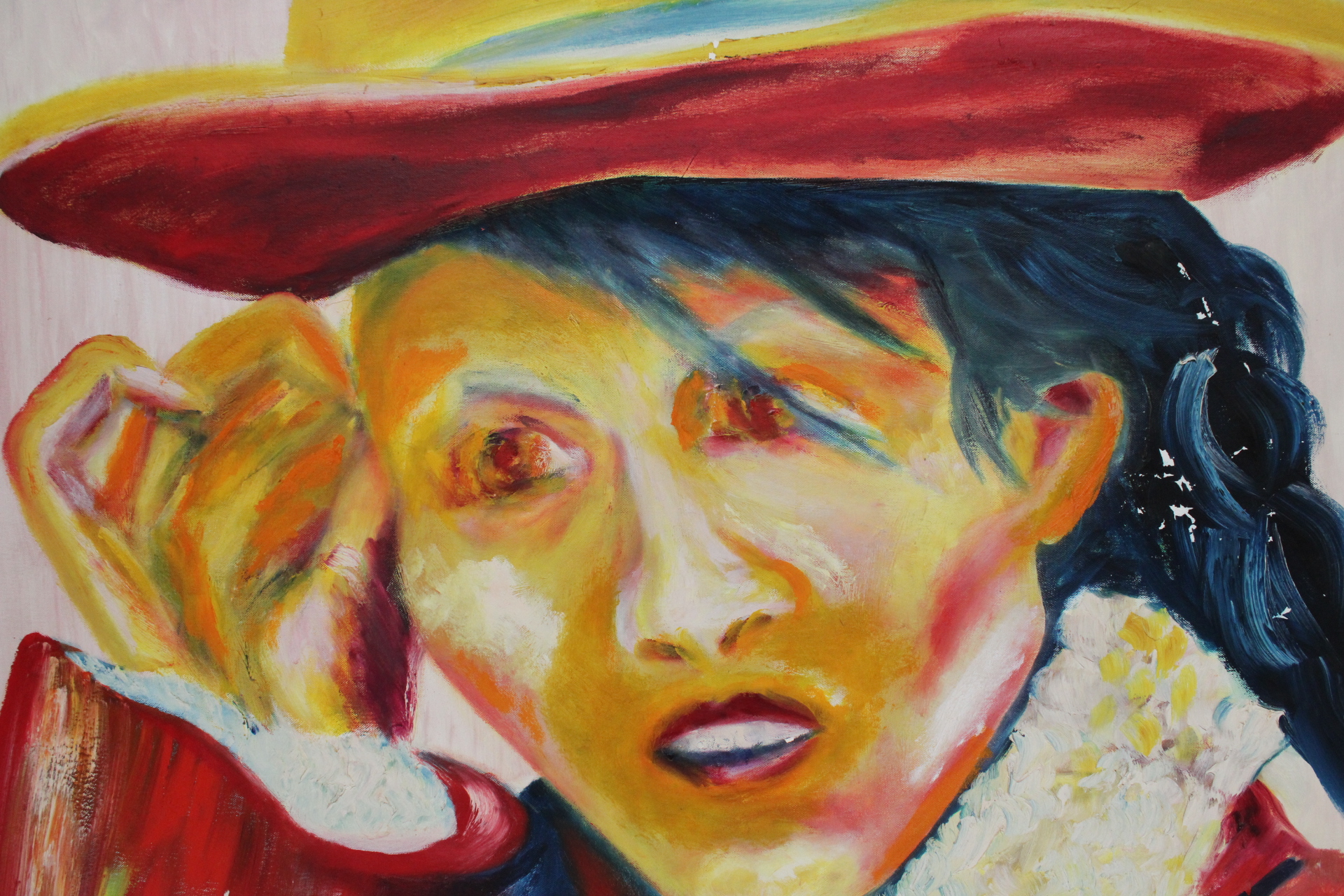 Schilderij van persoon met gele hoed – foto 5 – kavel bij GSD Auctions, Zoeterwoude