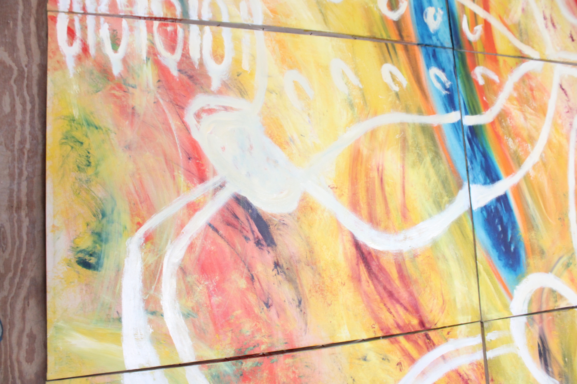 Abstract geschilderd kunstwerk op 8 panelen – foto 4 – kavel bij GSD Auctions, Zoeterwoude