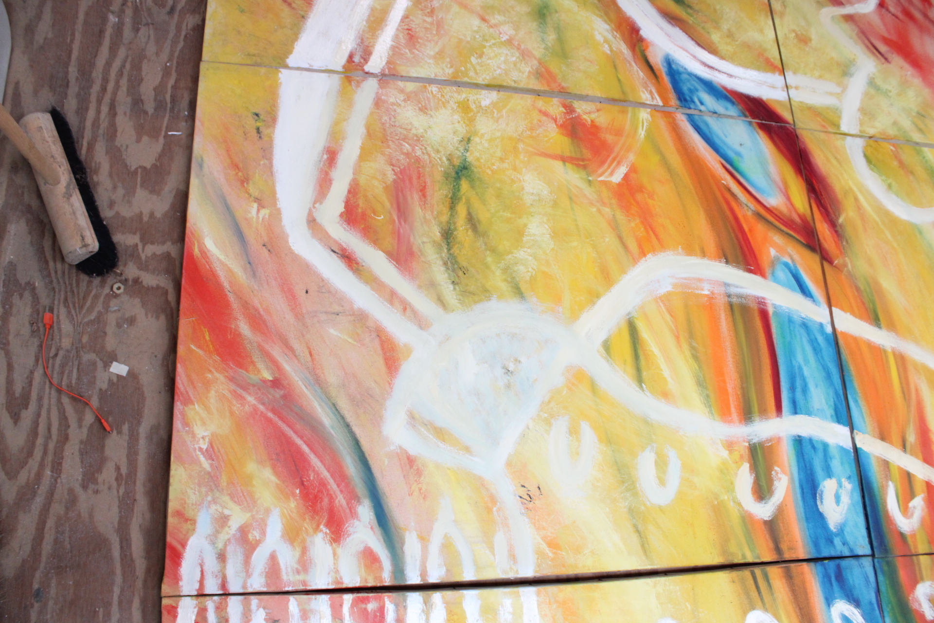 Abstract geschilderd kunstwerk op 8 panelen – foto 5 – kavel bij GSD Auctions, Zoeterwoude
