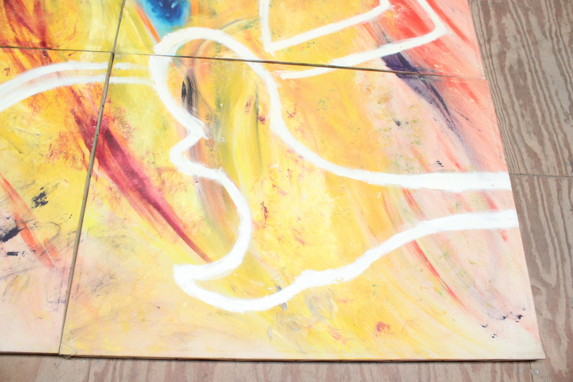 Abstract geschilderd kunstwerk op 8 panelen – foto 7 – kavel bij GSD Auctions, Zoeterwoude