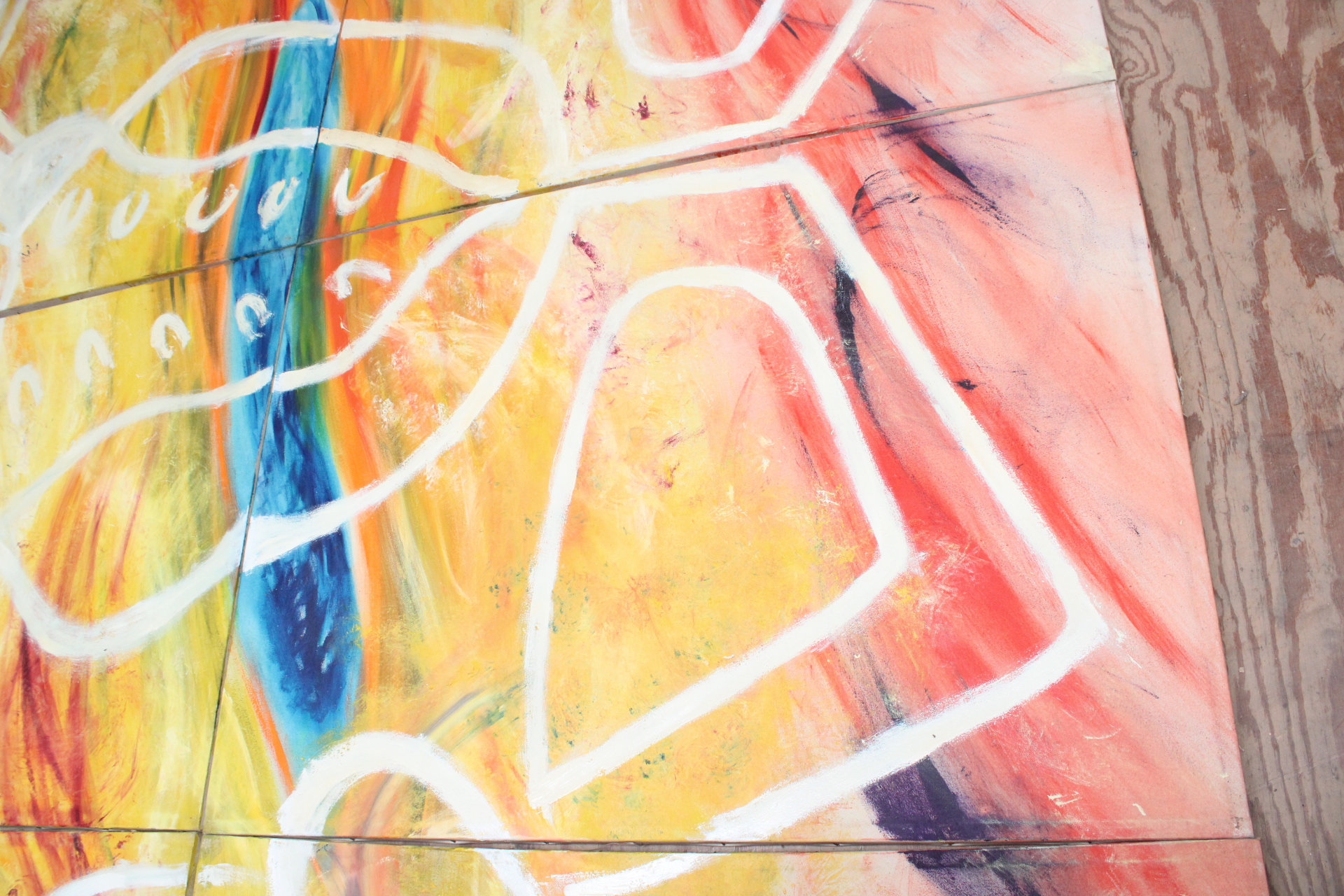 Abstract geschilderd kunstwerk op 8 panelen – foto 8 – kavel bij GSD Auctions, Zoeterwoude