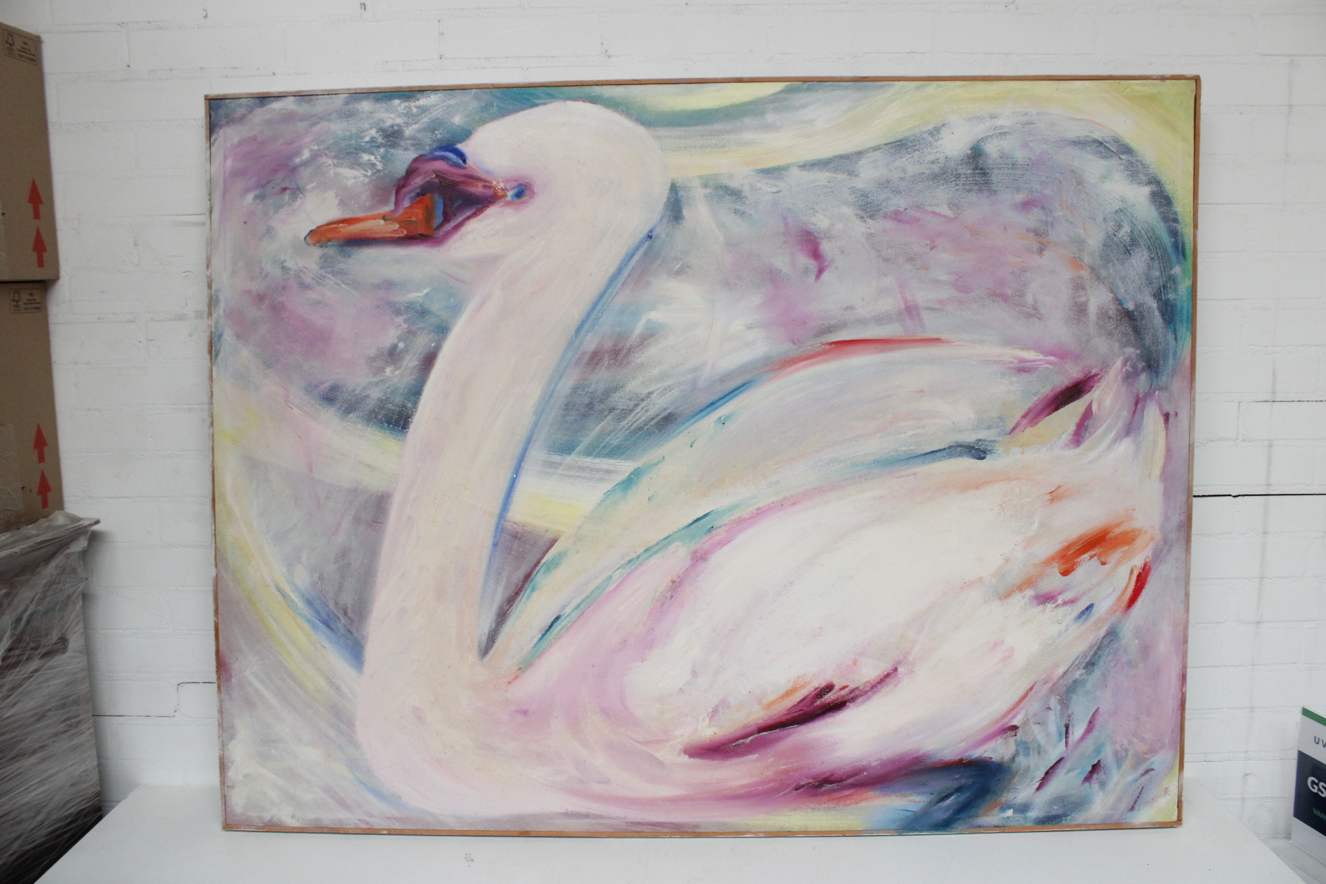 Schilderij zwaan in pastelkleuren – foto 2 – kavel bij GSD Auctions, Zoeterwoude