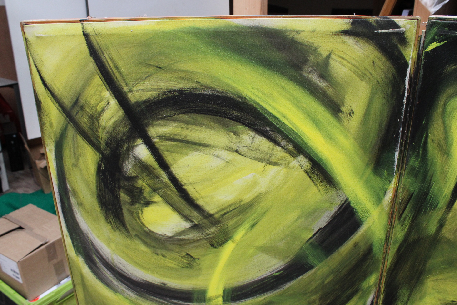 Abstract drieluik schilderij – foto 3 – kavel bij GSD Auctions, Zoeterwoude