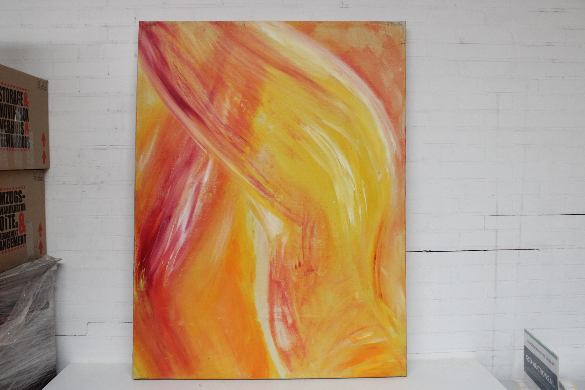 Abstract schilderij in warme oranje tinten – foto 2 – kavel bij GSD Auctions, Zoeterwoude