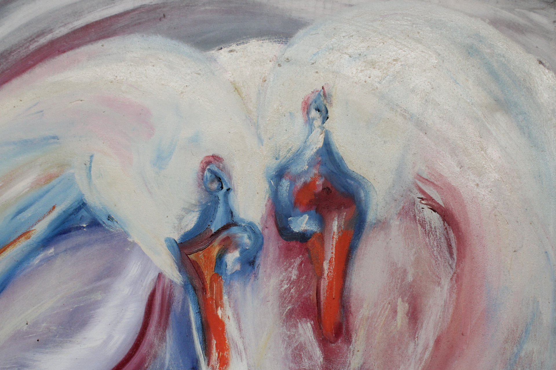 Schilderij van twee zwanen in pasteltinten – foto 4 – kavel bij GSD Auctions, Zoeterwoude