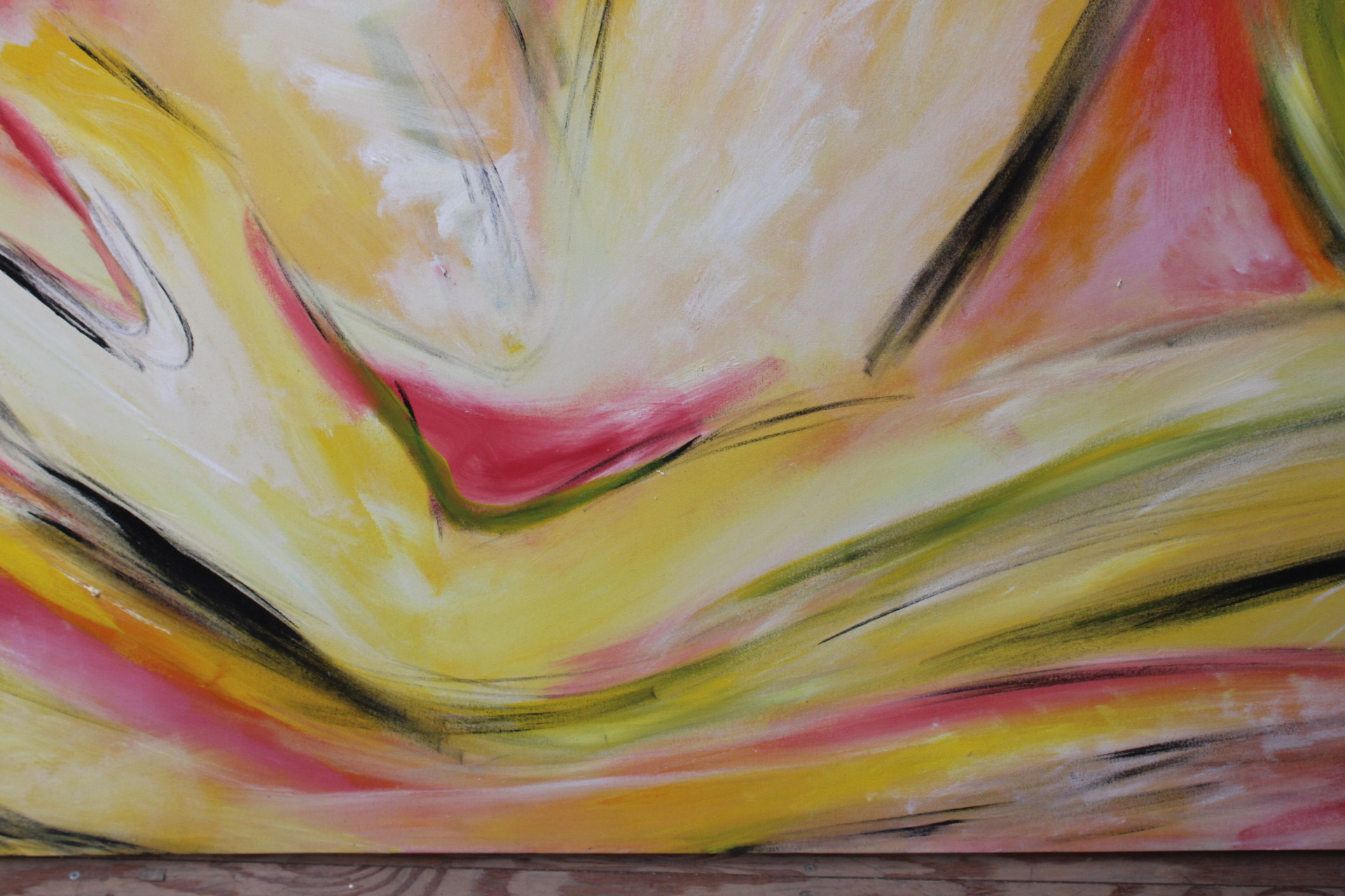 Modern schilderij met abstracte gele en rode handen – foto 6 – kavel bij GSD Auctions, Zoeterwoude