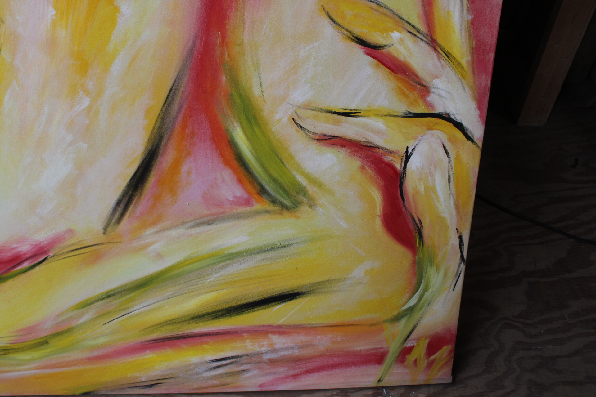 Modern schilderij met abstracte gele en rode handen – foto 9 – kavel bij GSD Auctions, Zoeterwoude