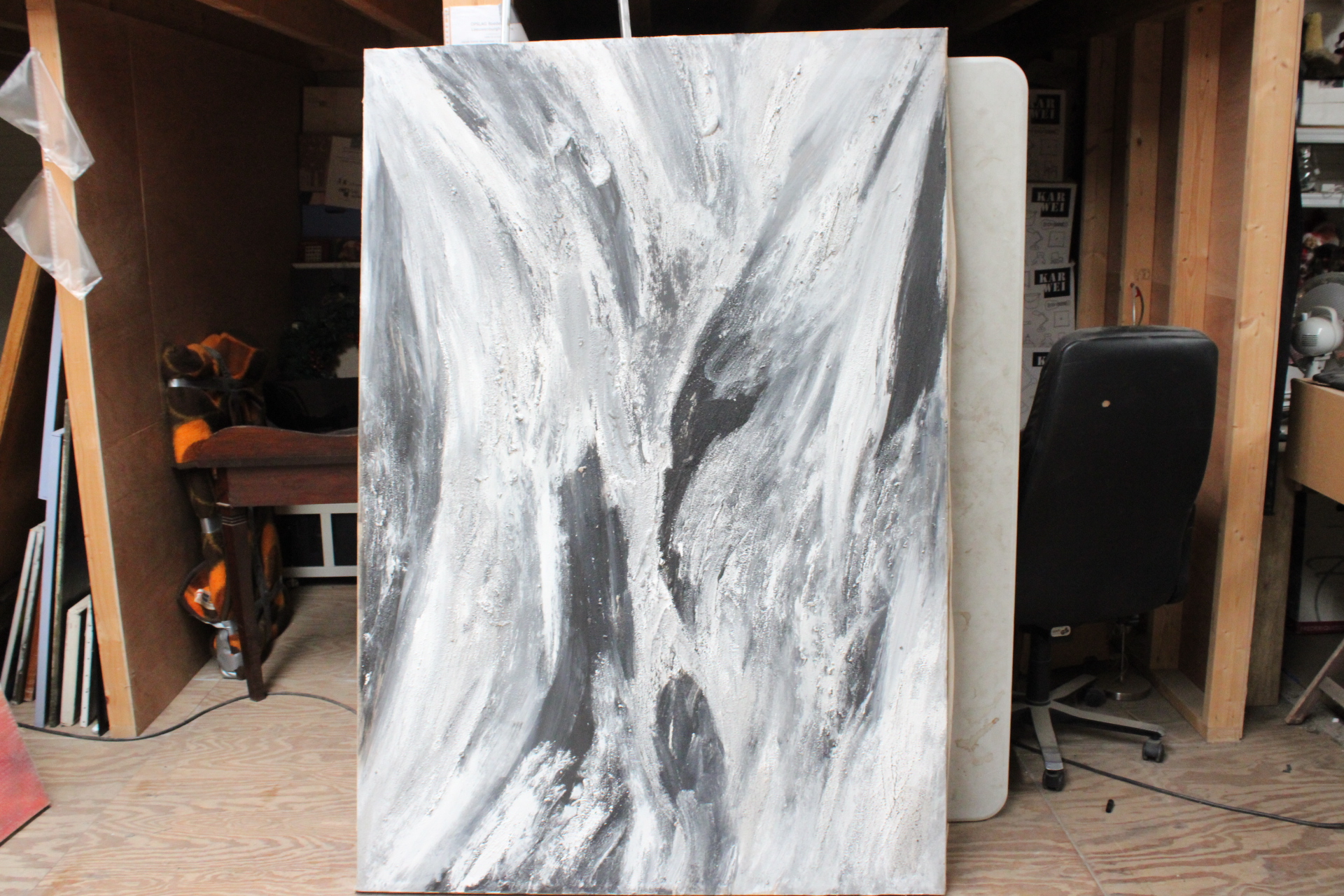 Abstract zwart-wit schilderij – foto 2 – kavel bij GSD Auctions, Zoeterwoude