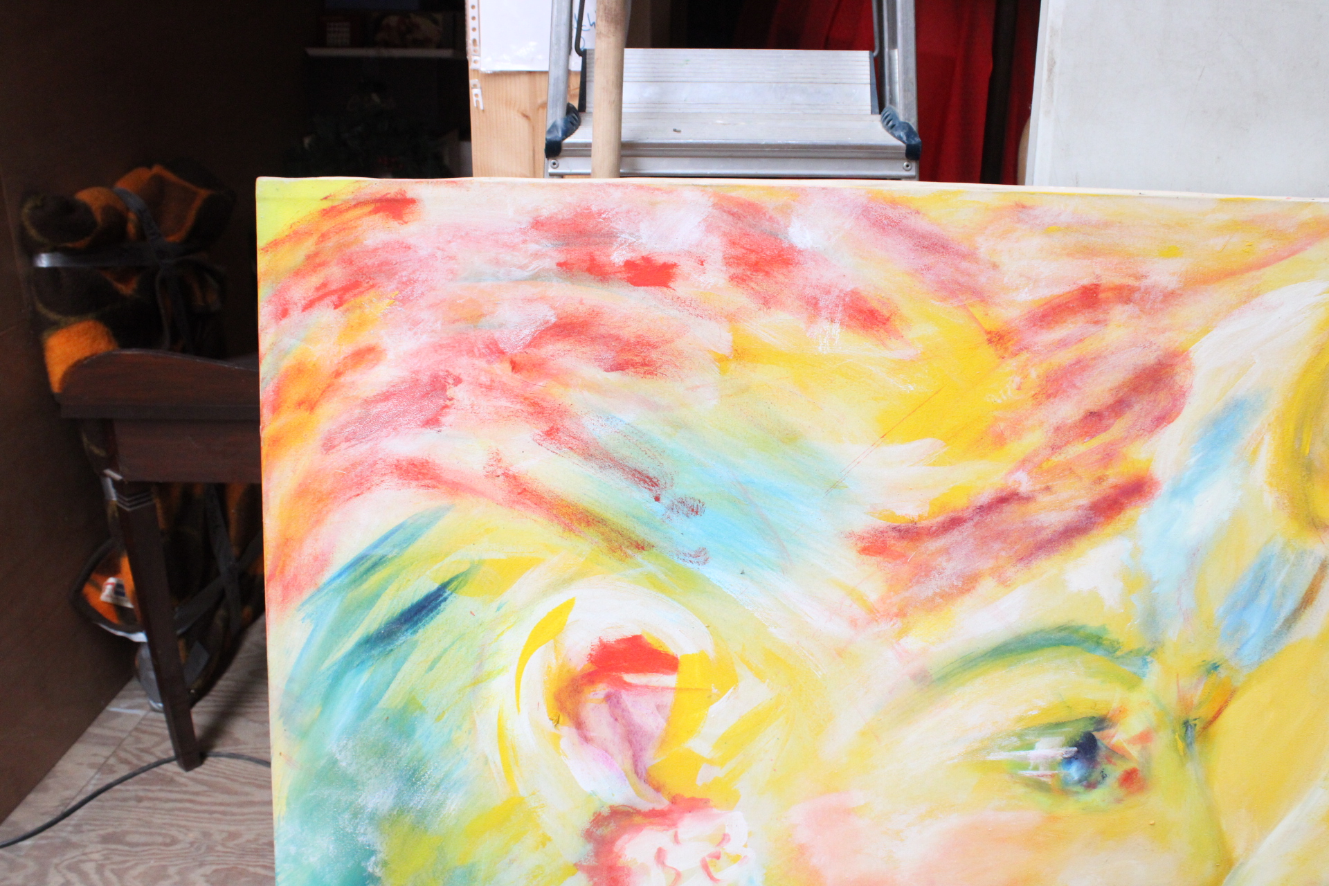 Abstract schilderij van twee gezichten – foto 3 – kavel bij GSD Auctions, Zoeterwoude
