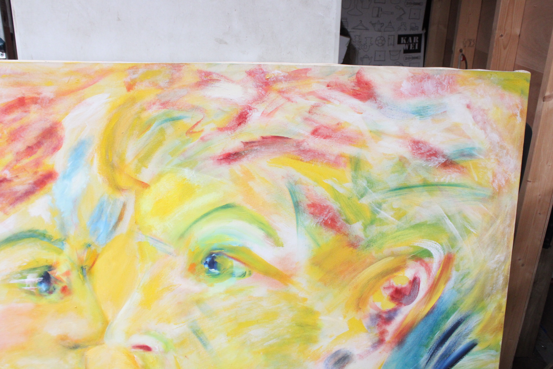 Abstract schilderij van twee gezichten – foto 4 – kavel bij GSD Auctions, Zoeterwoude